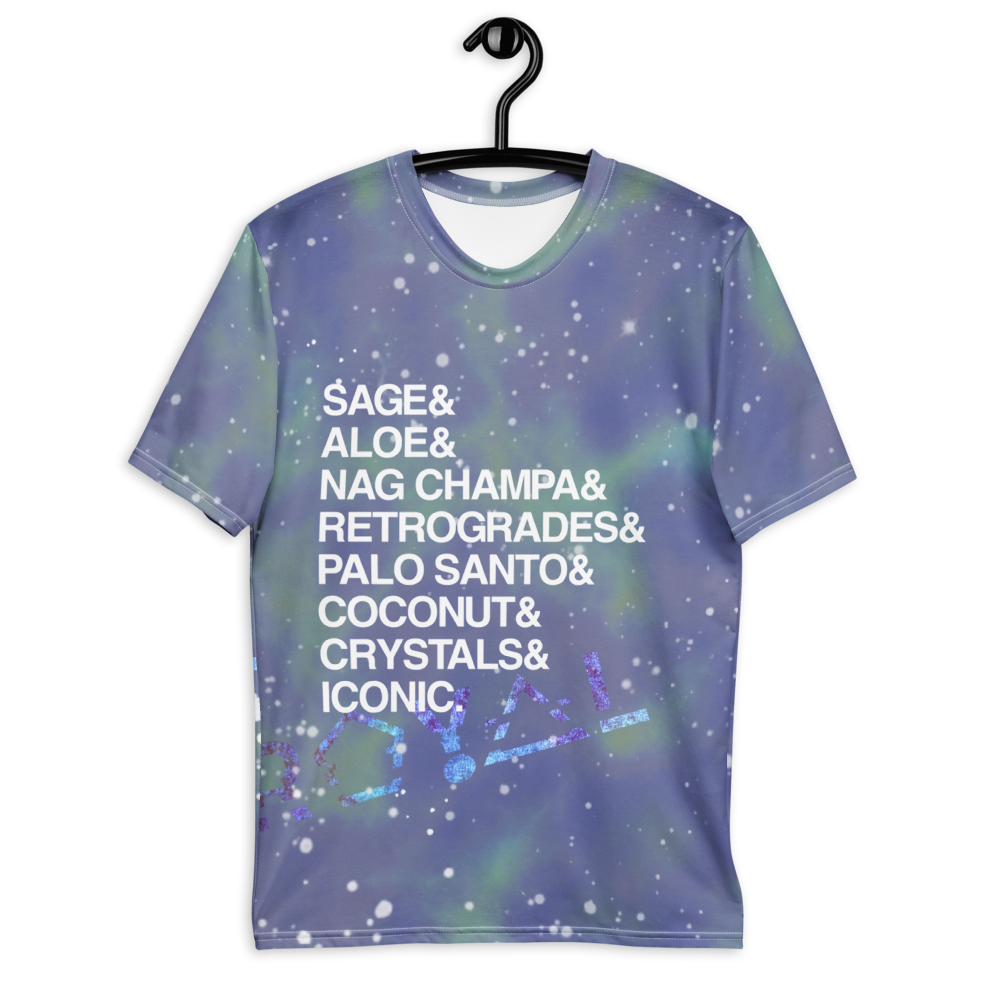 ROYAL ICONIC | Acid Wash Bleach Dye Galaxy Stars Sage & Retrogrades Ladies Unisex Cut Crewneck Jersey Tee Ascend Ether 1