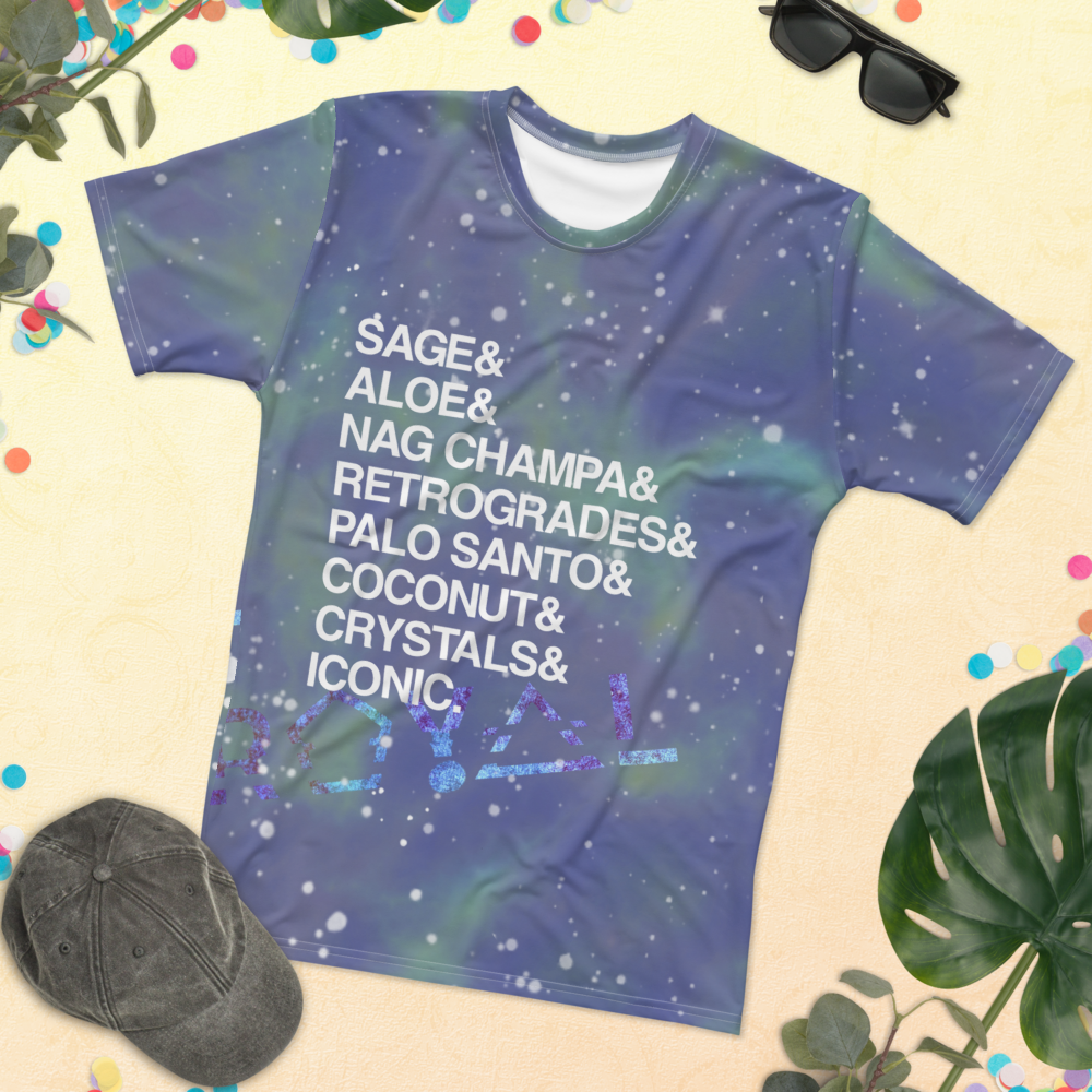 ROYAL ICONIC | Acid Wash Bleach Dye Galaxy Stars Sage & Retrogrades Ladies Unisex Cut Crewneck Jersey Tee Ascend Ether 1