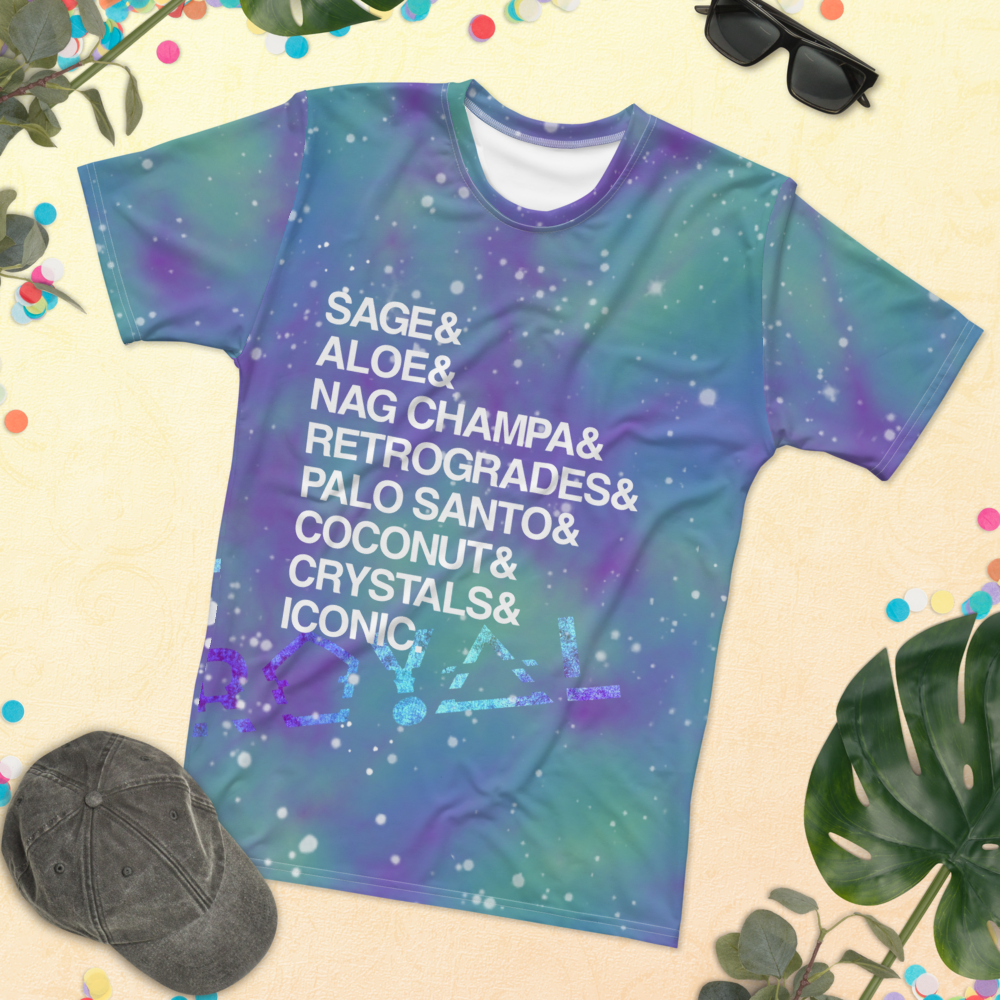ROYAL ICONIC | Acid Wash Bleach Dye Galaxy Stars Sage & Retrogrades Ladies Unisex Cut Crewneck Jersey Tee Ascend Ether 3