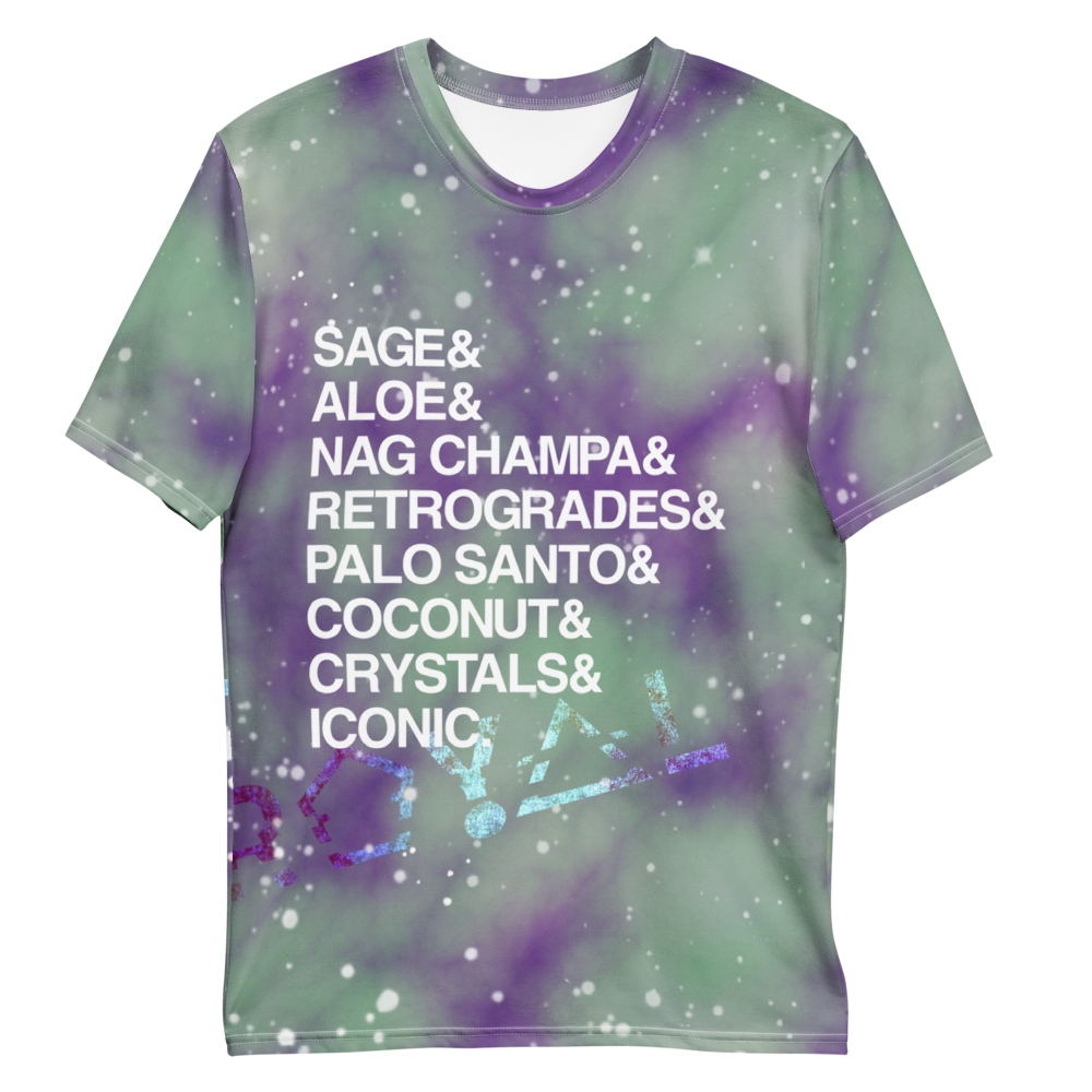 ROYAL ICONIC | Acid Wash Bleach Dye Galaxy Stars Sage & Retrogrades Ladies Unisex Cut Crewneck Jersey Tee Ascend Ether 4