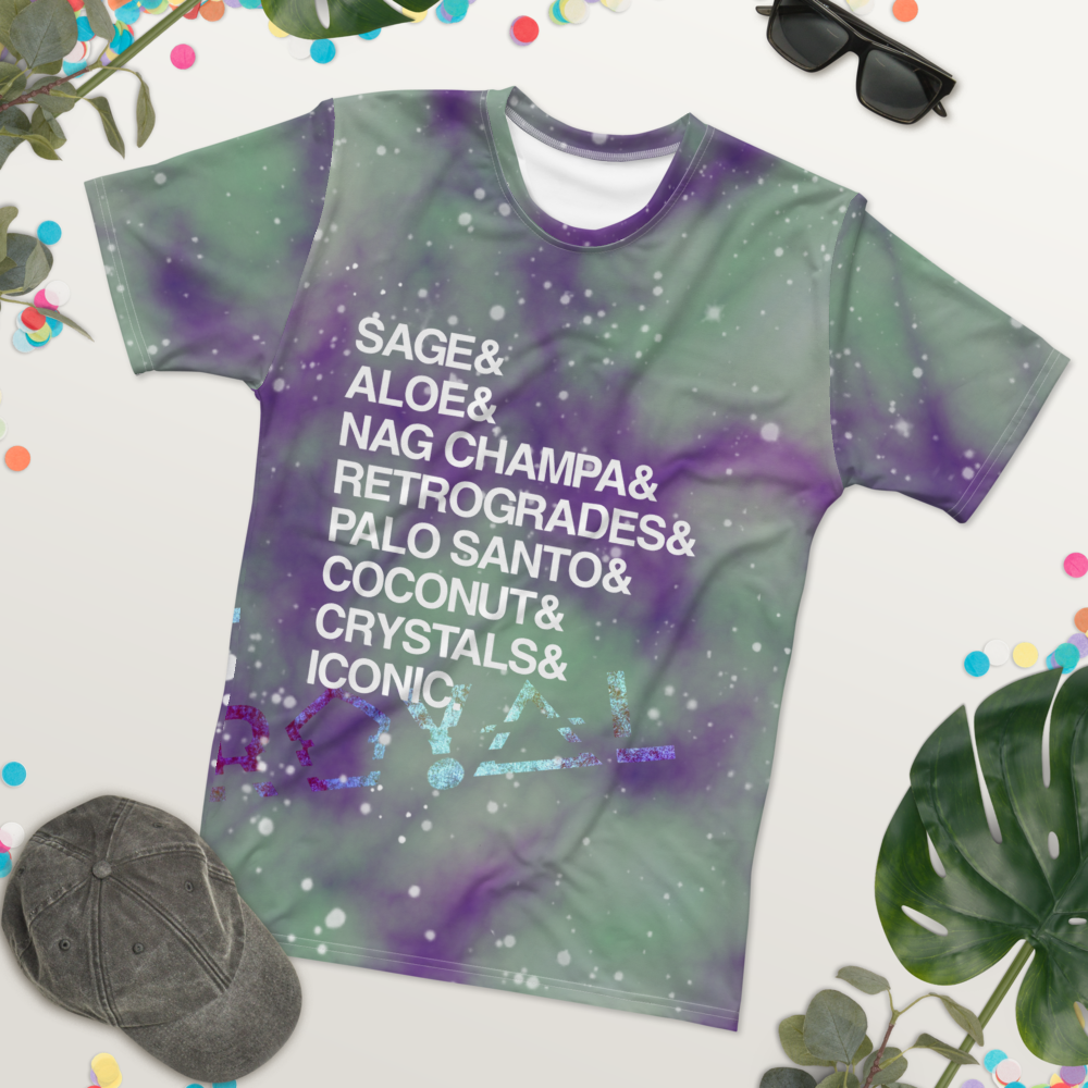 ROYAL ICONIC | Acid Wash Bleach Dye Galaxy Stars Sage & Retrogrades Ladies Unisex Cut Crewneck Jersey Tee Ascend Ether 4