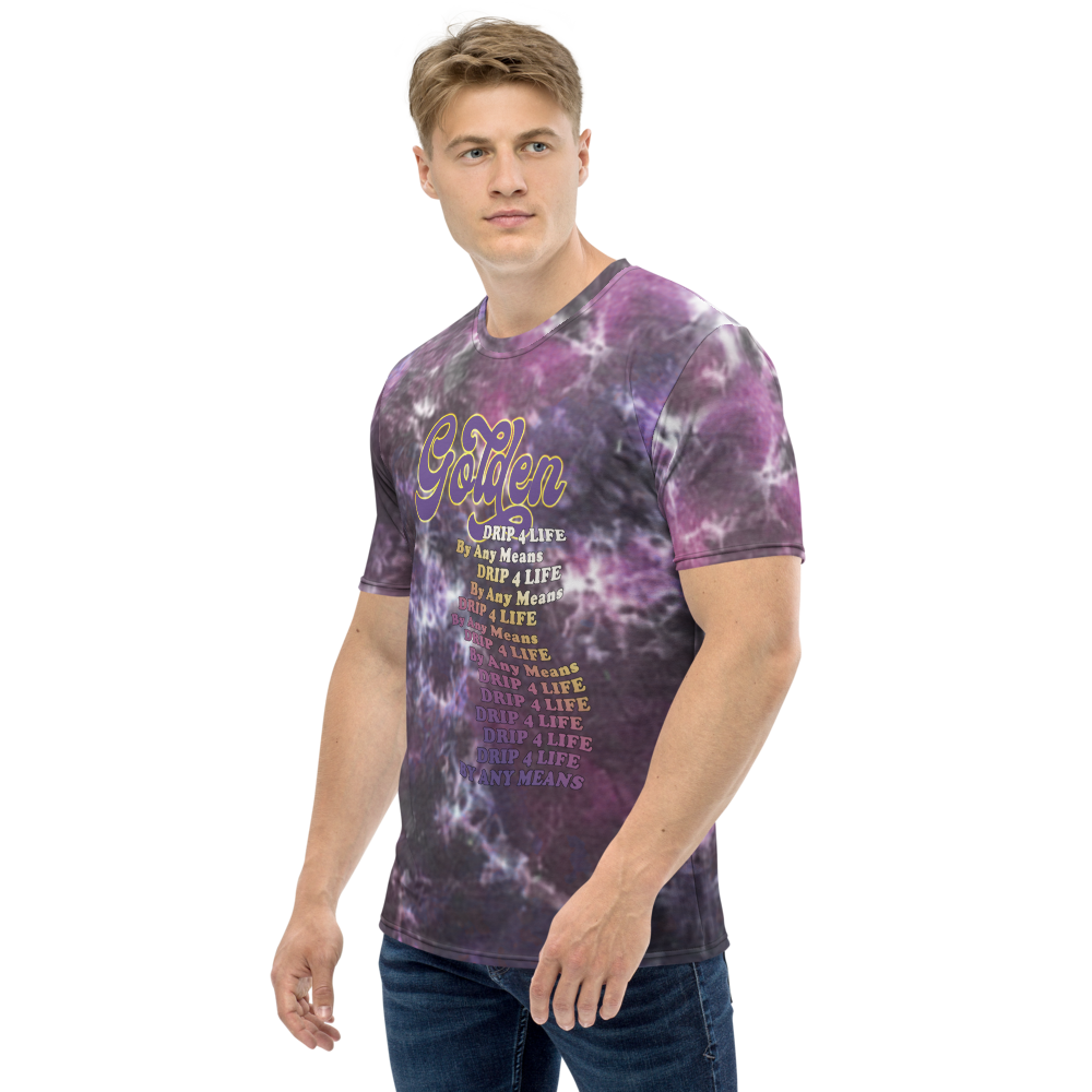 CRXWN | Royal Urban Resort | Trippy Drippy D4L By Any Means Bleach Acid Wash Unisex Jersey Tee Golden Wave CMFT PSG Purple Acid Wash