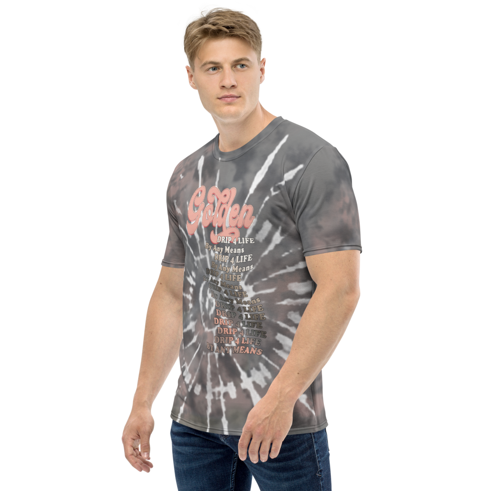 CRXWN | Royal Urban Resort | Trippy Drippy D4L By Any Means Bleach Acid Wash Unisex Jersey Tee Golden Wave Ash Stone Cracked Tie Dye