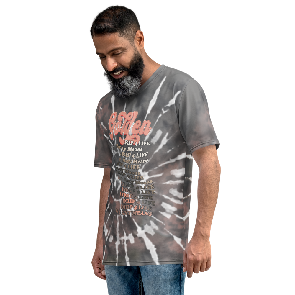 CRXWN | Royal Urban Resort | Trippy Drippy D4L By Any Means Bleach Acid Wash Unisex Jersey Tee Golden Wave Ash Stone Cracked Tie Dye