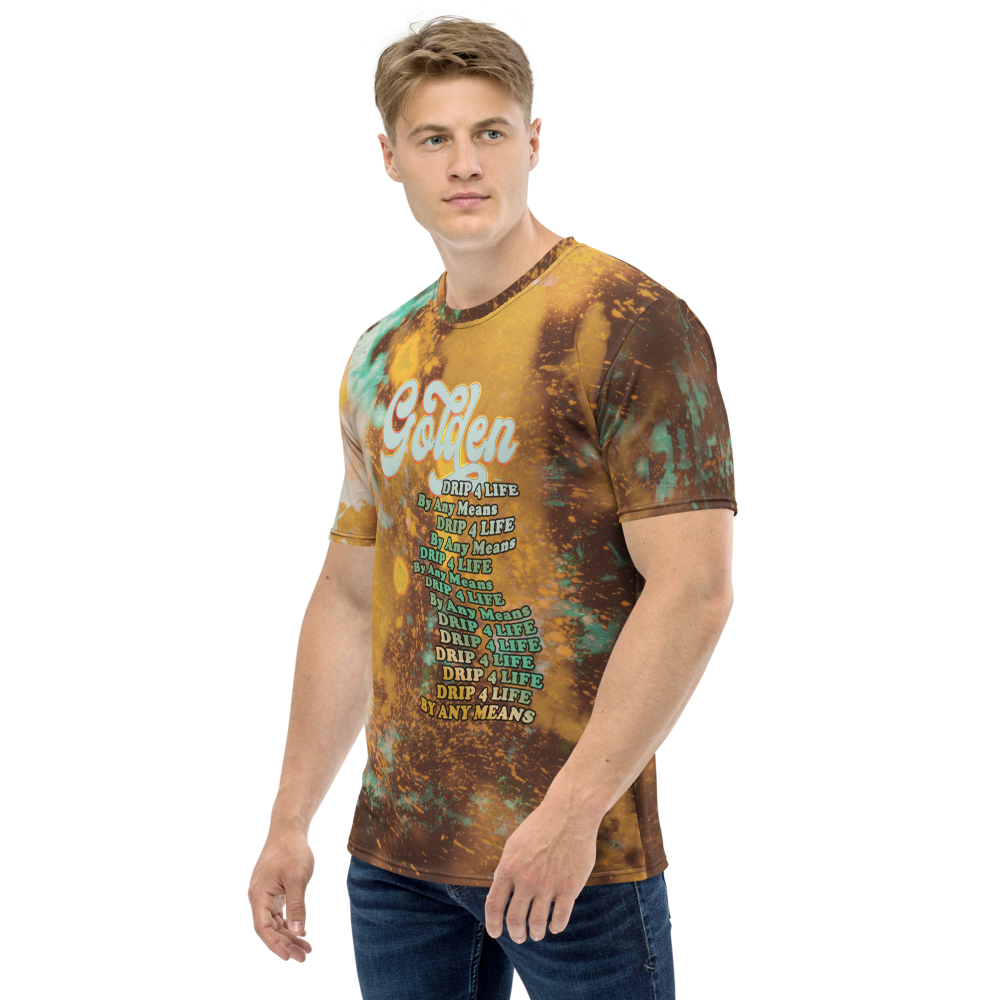 CRXWN | Royal Urban Resort | Trippy Drippy D4L By Any Means Bleach Acid Wash Unisex Jersey Tee Golden Wave Seafoam Teal Bleach Dye