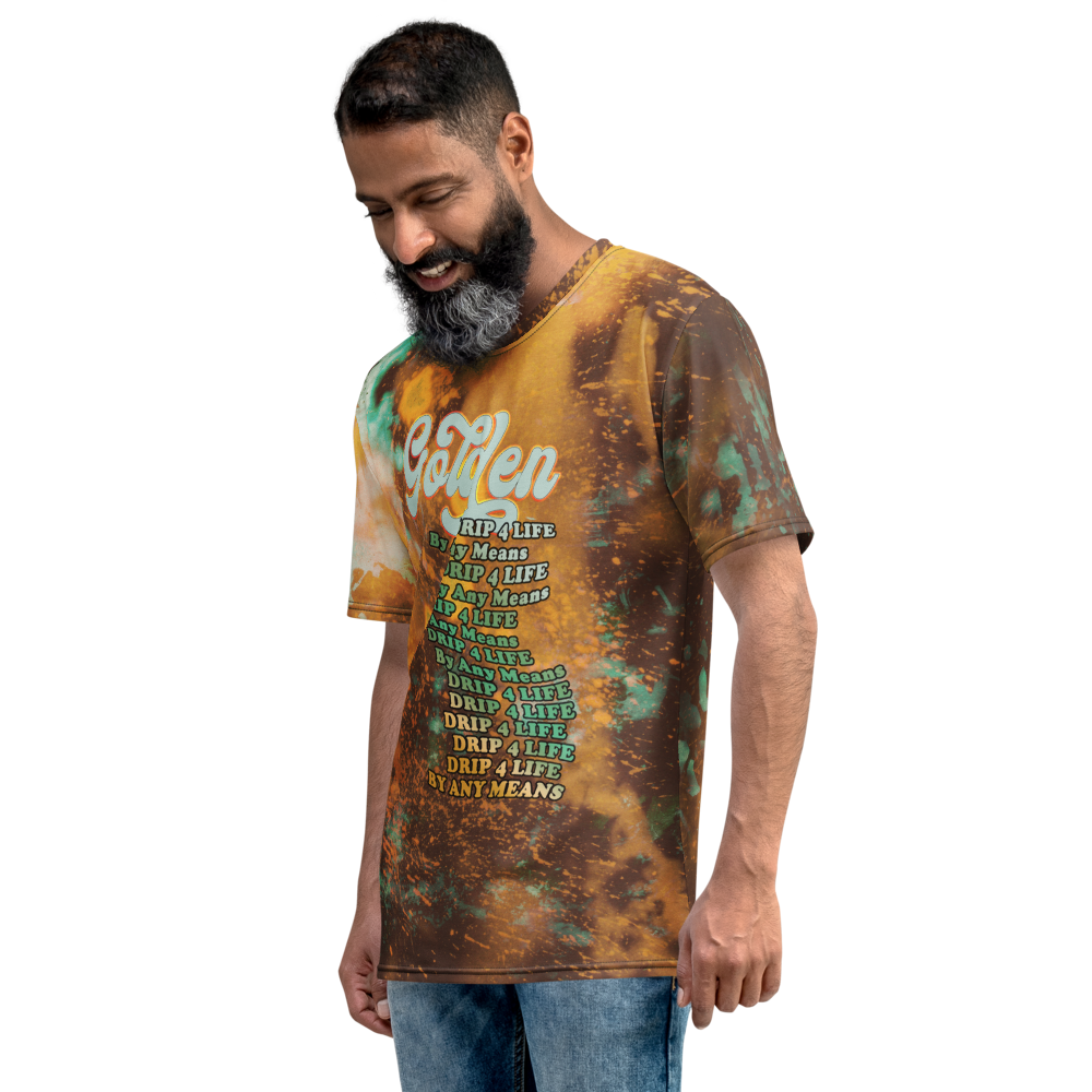 CRXWN | Royal Urban Resort | Trippy Drippy D4L By Any Means Bleach Acid Wash Unisex Jersey Tee Golden Wave Seafoam Teal Bleach Dye