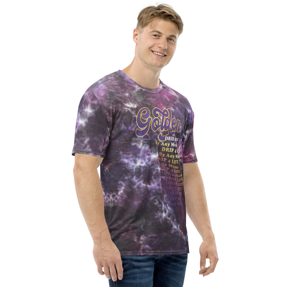 CRXWN | Royal Urban Resort | Trippy Drippy D4L By Any Means Bleach Acid Wash Unisex Jersey Tee Golden Wave CMFT PSG Purple Acid Wash