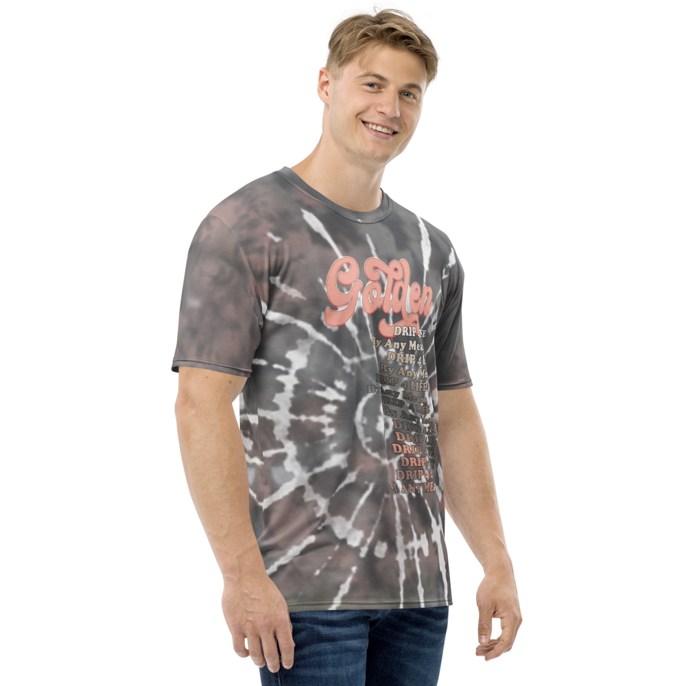 CRXWN | Royal Urban Resort | Trippy Drippy D4L By Any Means Bleach Acid Wash Unisex Jersey Tee Golden Wave Ash Stone Cracked Tie Dye