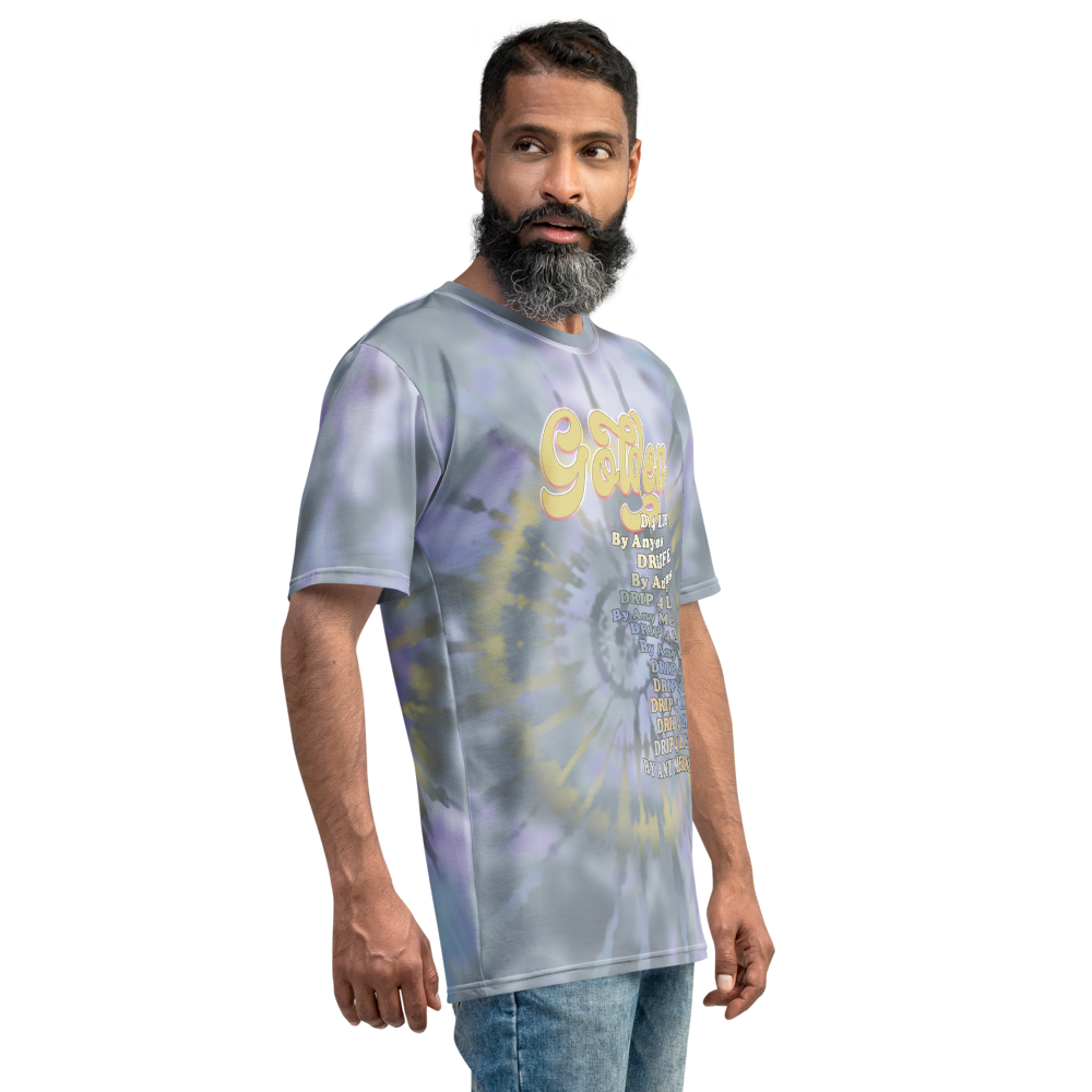 CRXWN | Royal Urban Resort | Trippy Drippy D4L By Any Means Bleach Acid Wash Unisex Jersey Tee Golden Wave Ash Blue Sunburst Tie Dye