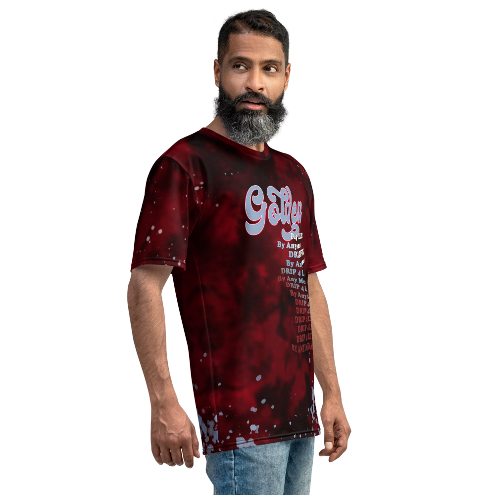 CRXWN | Royal Urban Resort | Trippy Drippy D4L By Any Means Bleach Acid Wash Unisex Jersey Tee Golden Wave Carmine Red Splatter Tie Dye