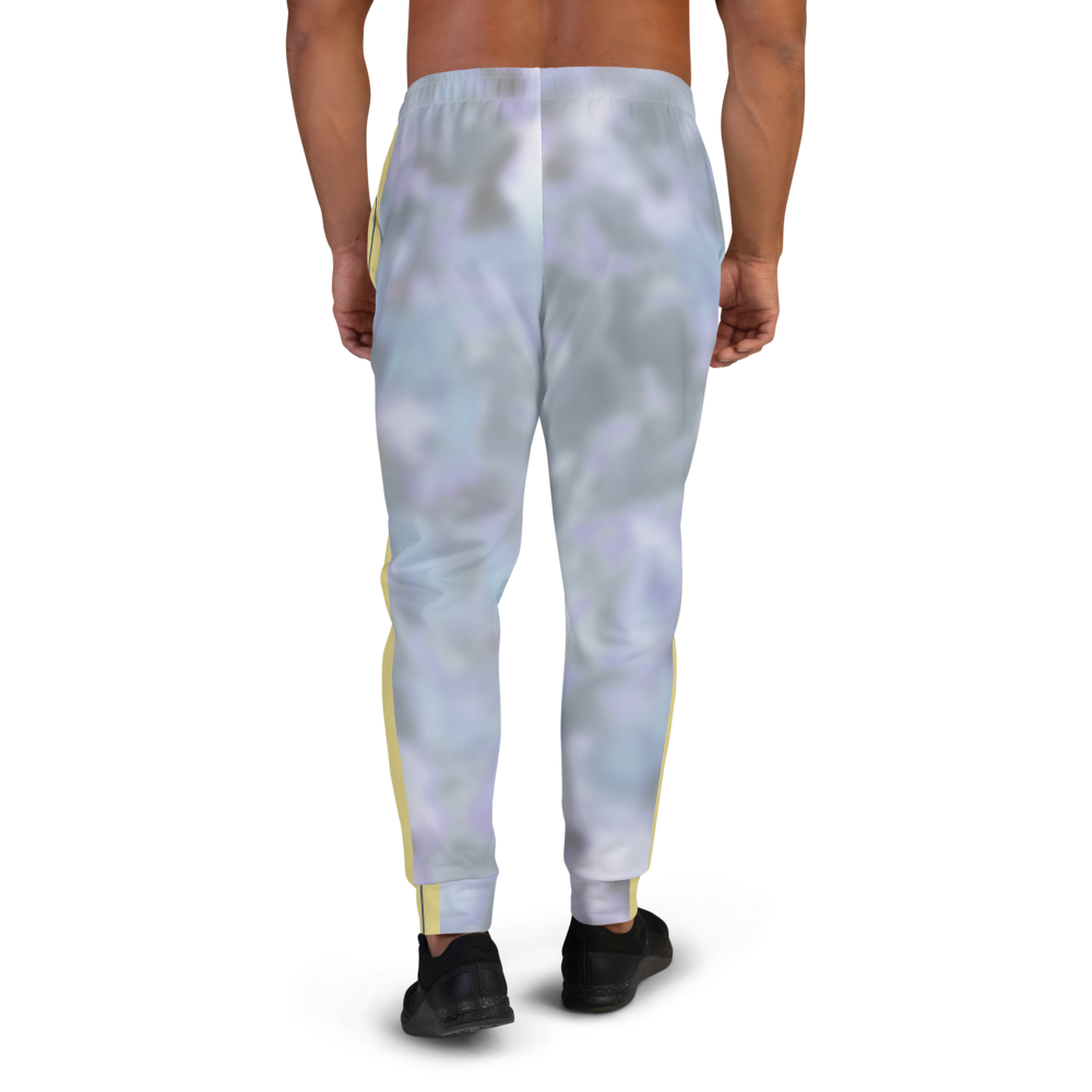 CRXWN | Royal Urban Resort | Trippy Drippy Bleach Acid Wash with Malibu Stripe Unisex Jogger Ash Blue Bleach Grunge Acid Dye