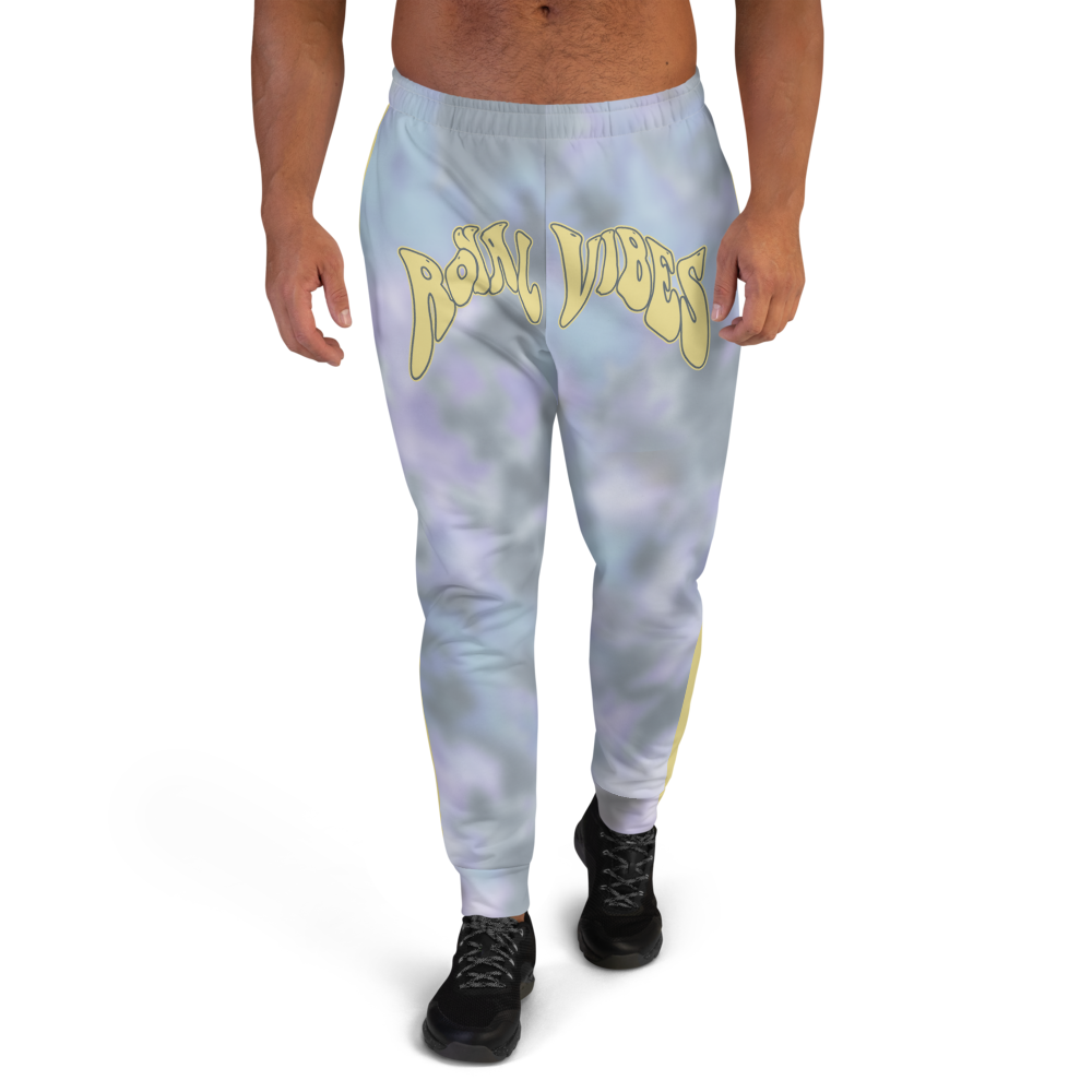 CRXWN | Royal Urban Resort | Trippy Drippy Bleach Acid Wash with Malibu Stripe Unisex Jogger Ash Blue Bleach Grunge Acid Dye