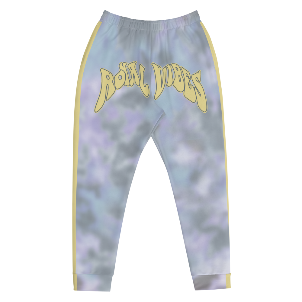 CRXWN | Royal Urban Resort | Trippy Drippy Bleach Acid Wash with Malibu Stripe Unisex Jogger Ash Blue Bleach Grunge Acid Dye