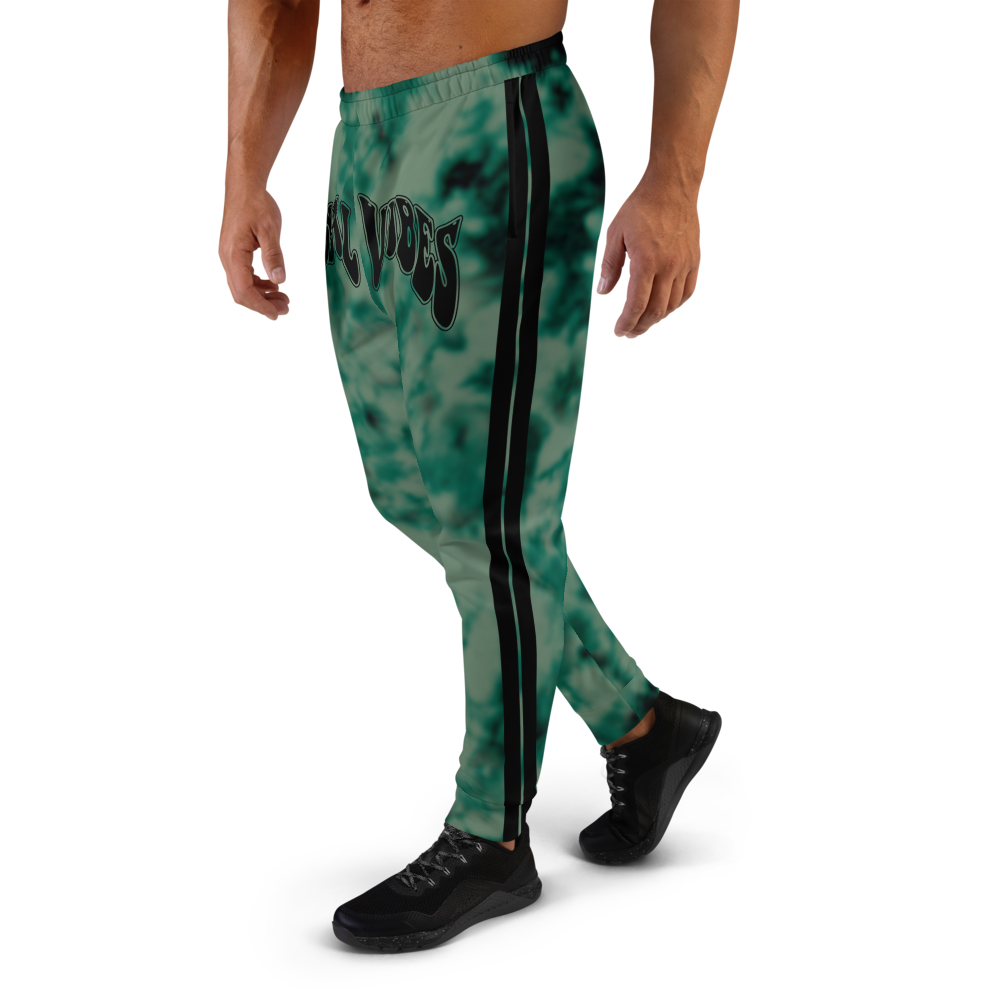 CRXWN | Royal Urban Resort | Trippy Drippy Bleach Acid Wash with Malibu Stripe Unisex Jogger Seafoam Teal Bleach Grunge Acid Dye