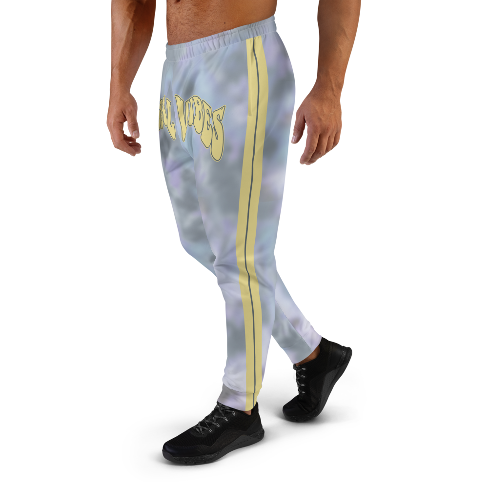 CRXWN | Royal Urban Resort | Trippy Drippy Bleach Acid Wash with Malibu Stripe Unisex Jogger Ash Blue Bleach Grunge Acid Dye