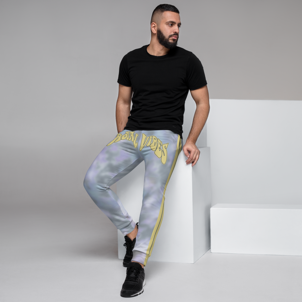 CRXWN | Royal Urban Resort | Trippy Drippy Bleach Acid Wash with Malibu Stripe Unisex Jogger Ash Blue Bleach Grunge Acid Dye