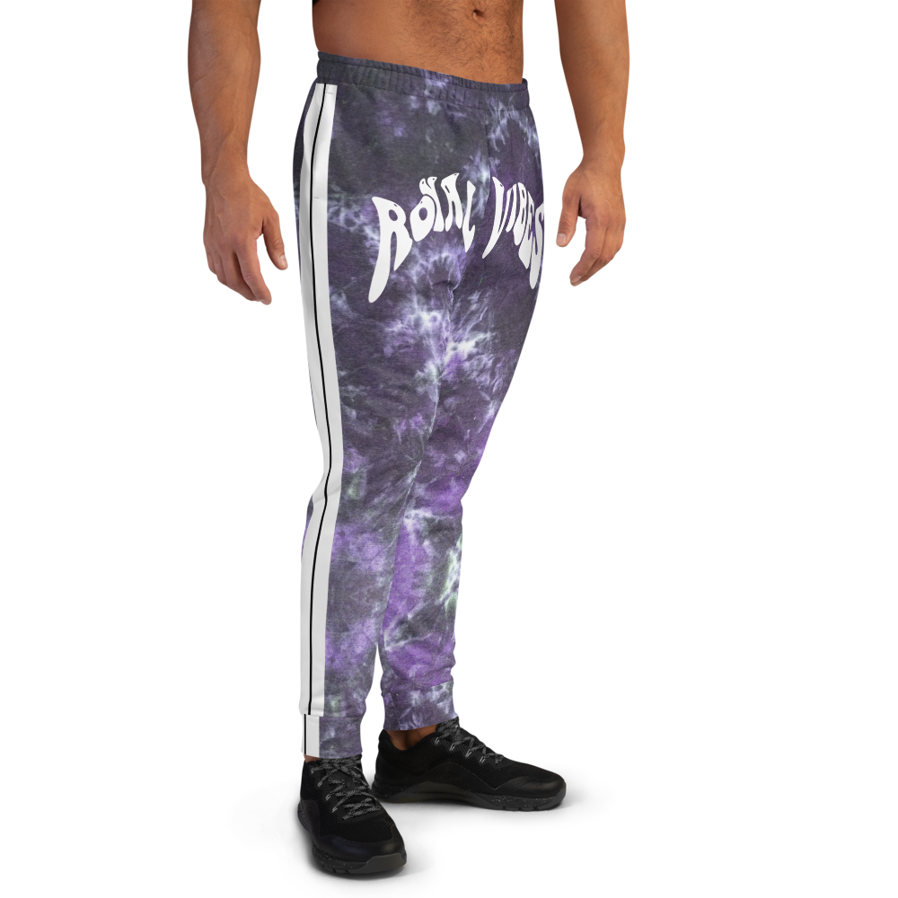 CRXWN | Royal Urban Resort | Trippy Drippy Bleach Acid Wash with Malibu Stripe Unisex Jogger CMFT PSG Royal Purple