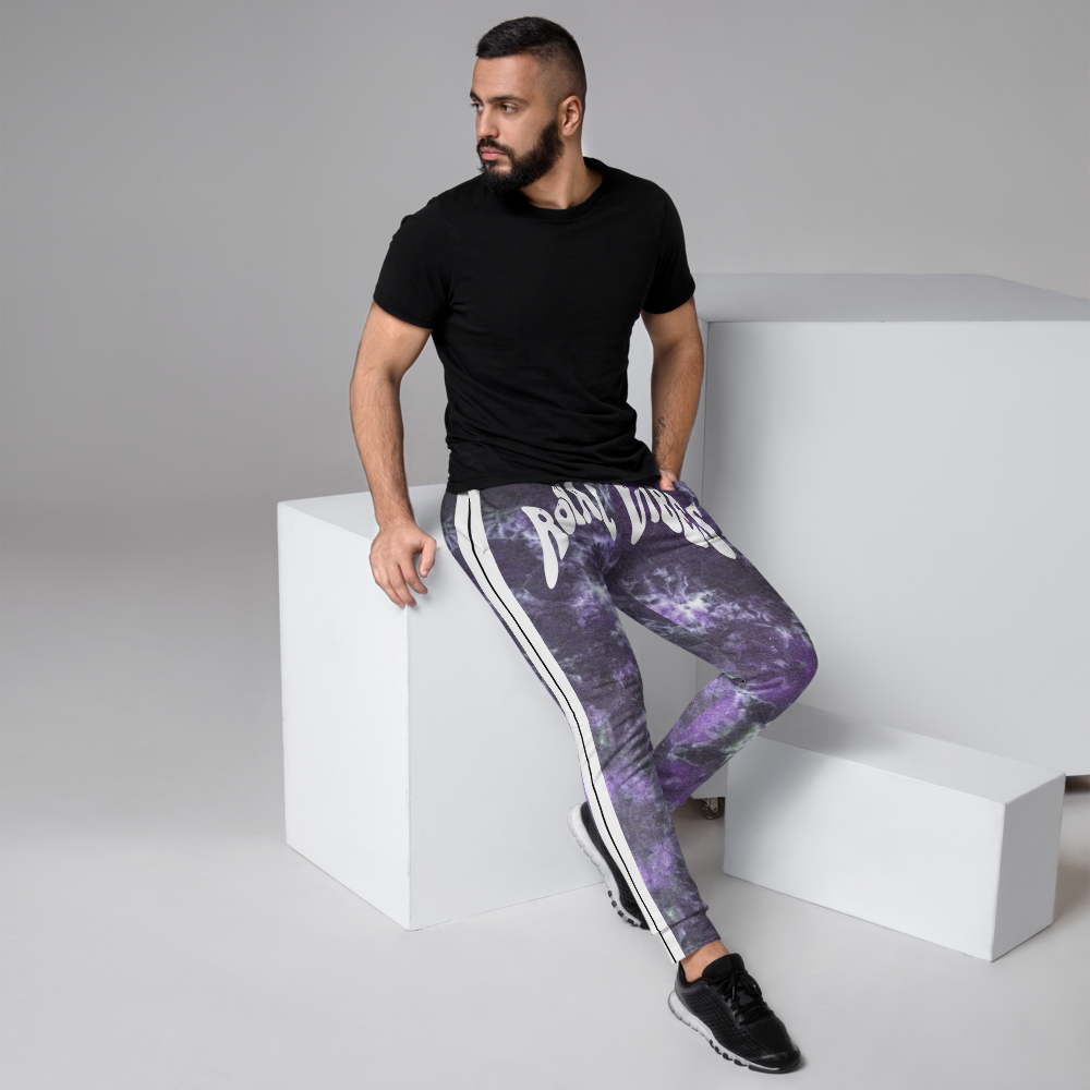 CRXWN | Royal Urban Resort | Trippy Drippy Bleach Acid Wash with Malibu Stripe Unisex Jogger CMFT PSG Royal Purple