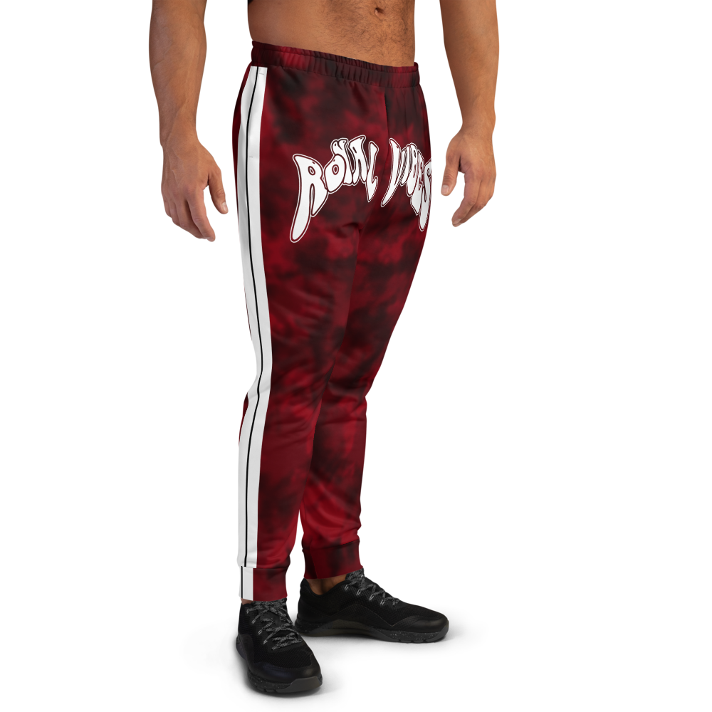 CRXWN | Royal Urban Resort | Trippy Drippy Bleach Acid Wash with Malibu Stripe Unisex Jogger CARMINE wine Bleach Grunge Acid Dye