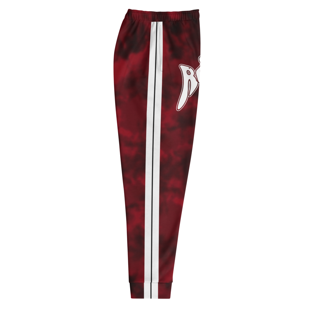 CRXWN | Royal Urban Resort | Trippy Drippy Bleach Acid Wash with Malibu Stripe Unisex Jogger CARMINE wine Bleach Grunge Acid Dye