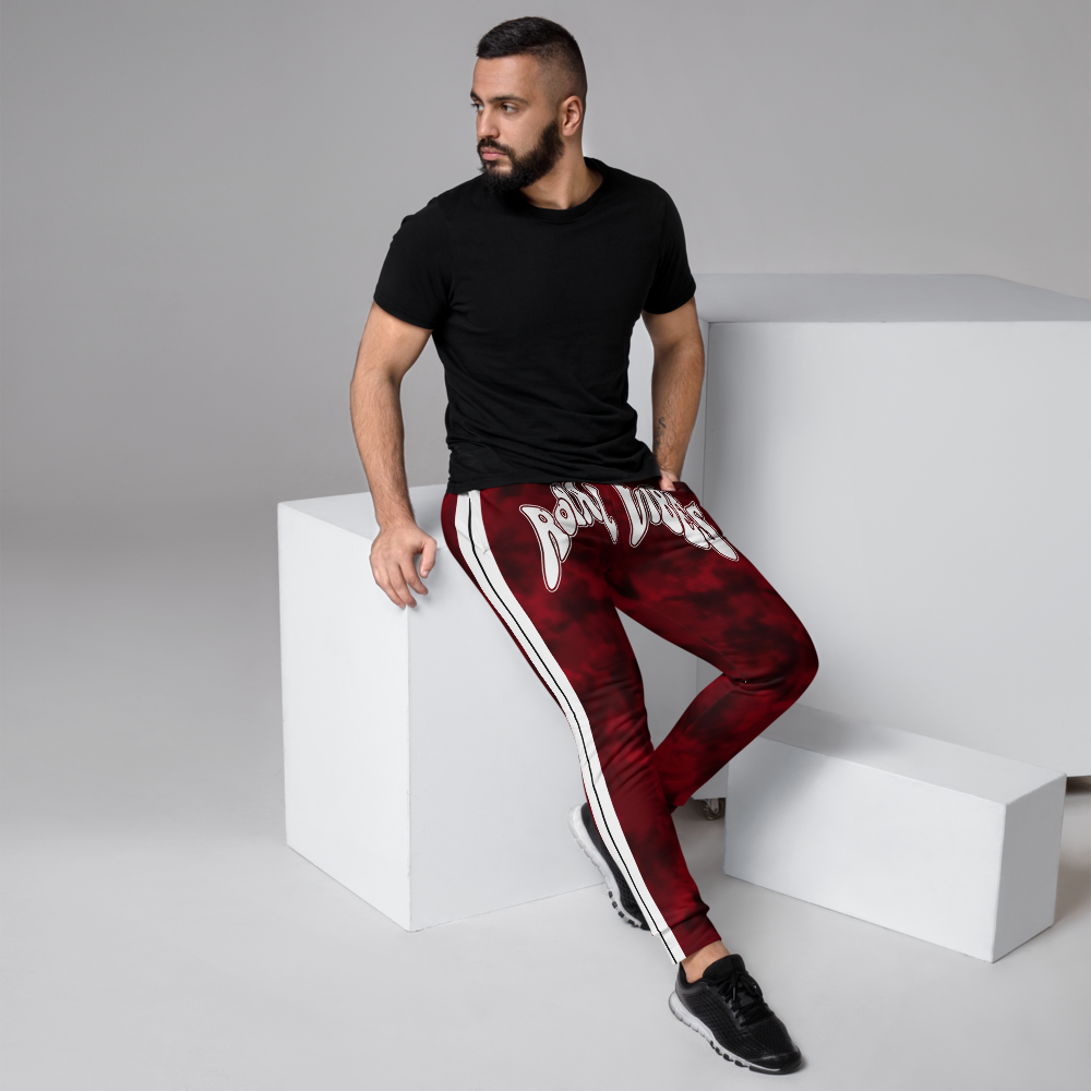 CRXWN | Royal Urban Resort | Trippy Drippy Bleach Acid Wash with Malibu Stripe Unisex Jogger CARMINE wine Bleach Grunge Acid Dye