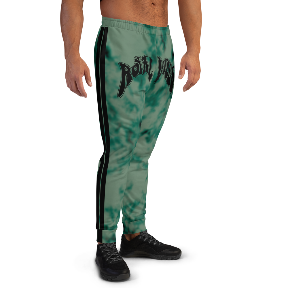 CRXWN | Royal Urban Resort | Trippy Drippy Bleach Acid Wash with Malibu Stripe Unisex Jogger Seafoam Teal Bleach Grunge Acid Dye