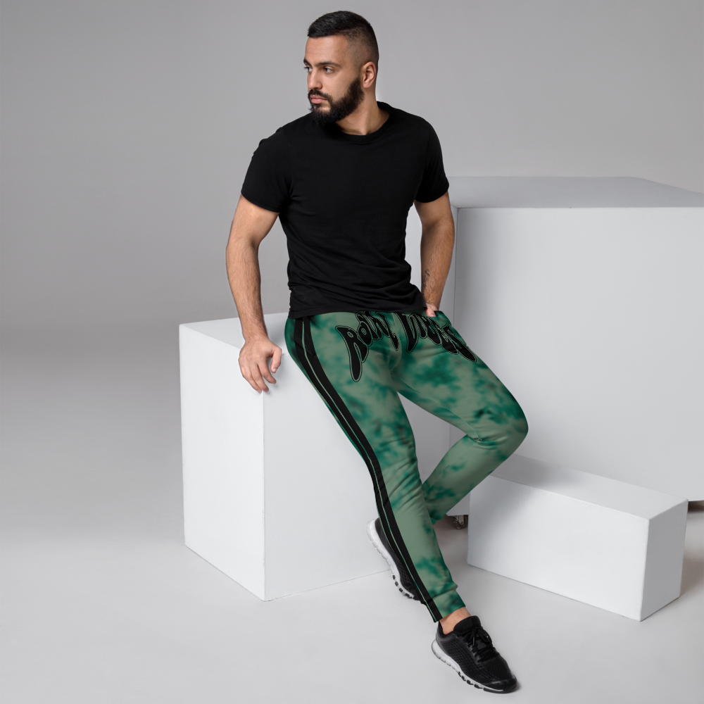 CRXWN | Royal Urban Resort | Trippy Drippy Bleach Acid Wash with Malibu Stripe Unisex Jogger Seafoam Teal Bleach Grunge Acid Dye