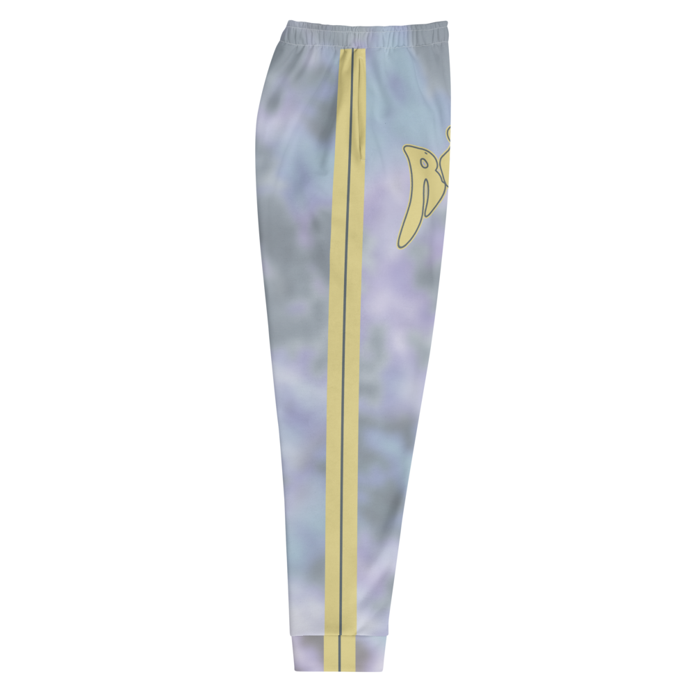 CRXWN | Royal Urban Resort | Trippy Drippy Bleach Acid Wash with Malibu Stripe Unisex Jogger Ash Blue Bleach Grunge Acid Dye