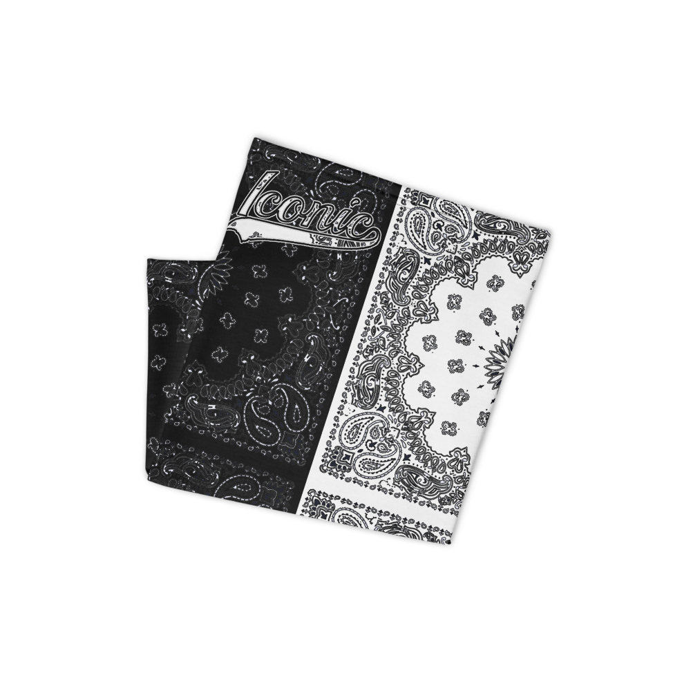ROYAL ICONIC | Bandana Flag Unisex 3-in-1 Facemask Gaiter HueMan Gang Bold Bad Azz Half N' Half Black N' White