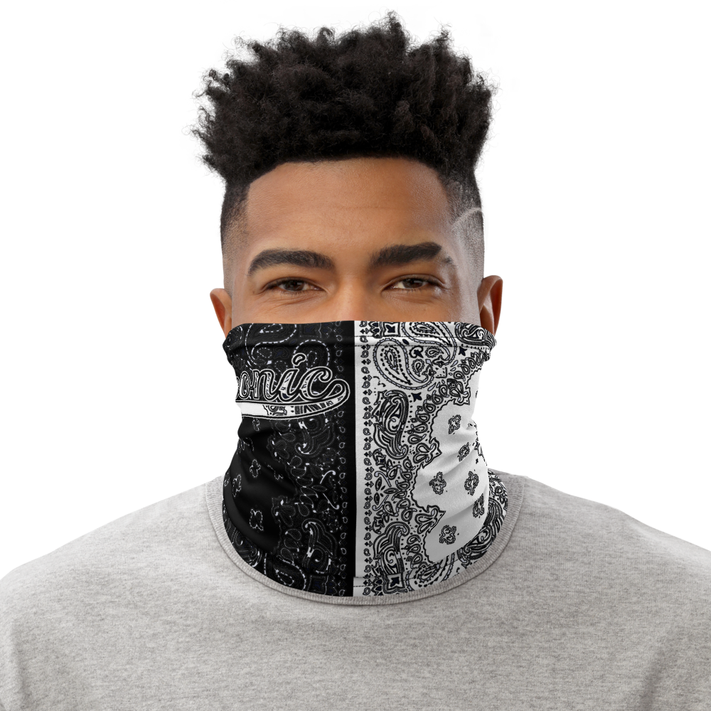 ROYAL ICONIC | Bandana Flag Unisex 3-in-1 Facemask Gaiter HueMan Gang Bold Bad Azz Half N' Half Black N' White