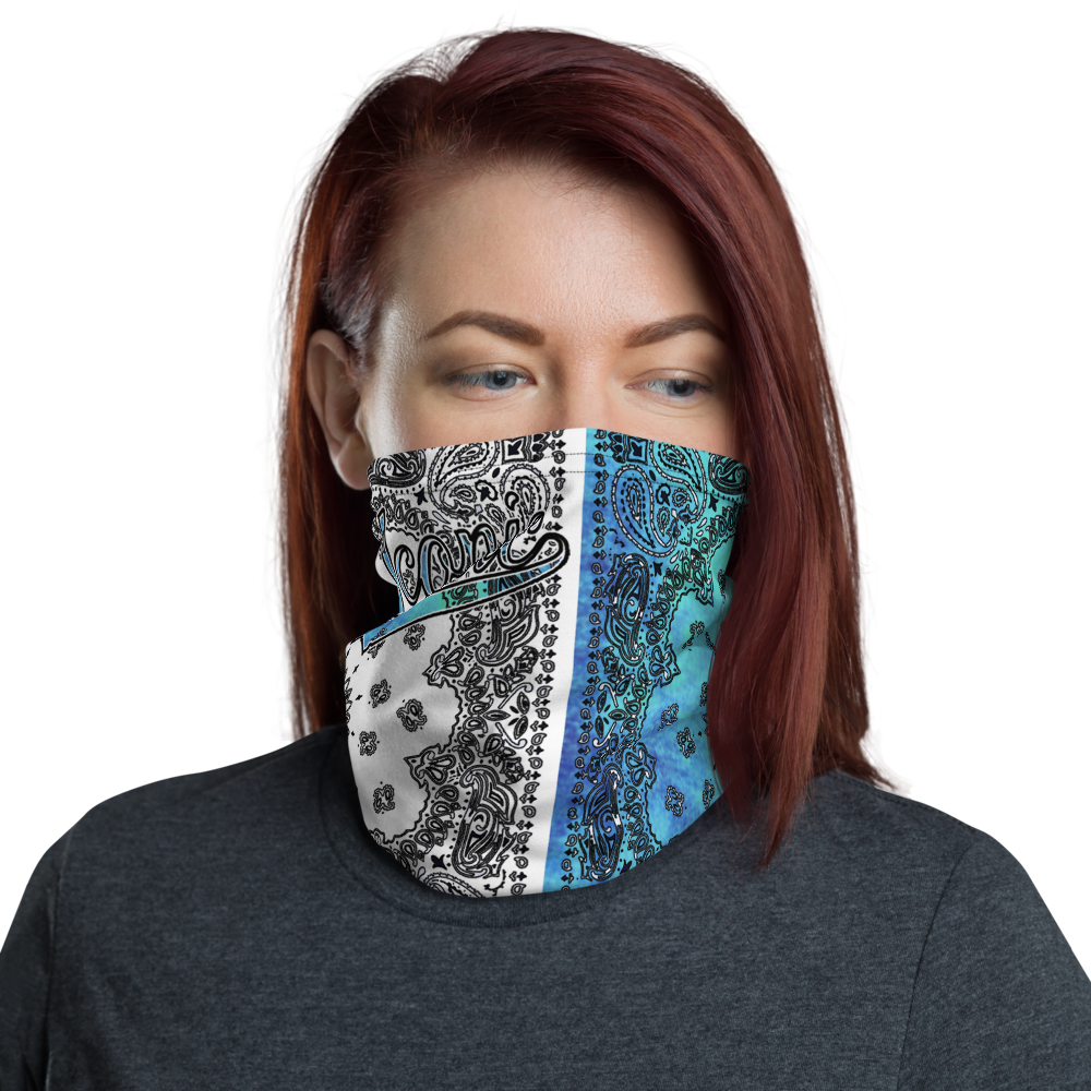 ROYAL ICONIC | Bandana Flag Tie Dye Acid Wash Aether Pour Unisex 3-in-1 Gaiter HueMan Gang Half N' Half Blue Denim 2 OPTIONS