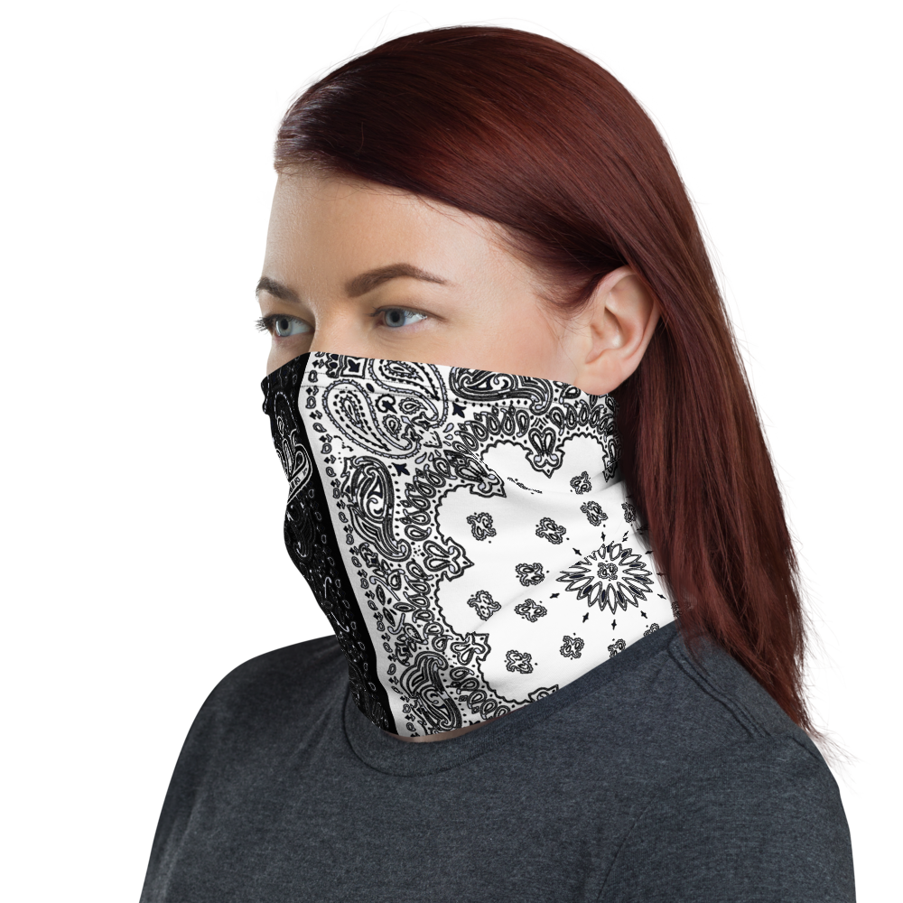ROYAL ICONIC | Bandana Flag Unisex 3-in-1 Facemask Gaiter HueMan Gang Bold Bad Azz Half N' Half Black N' White