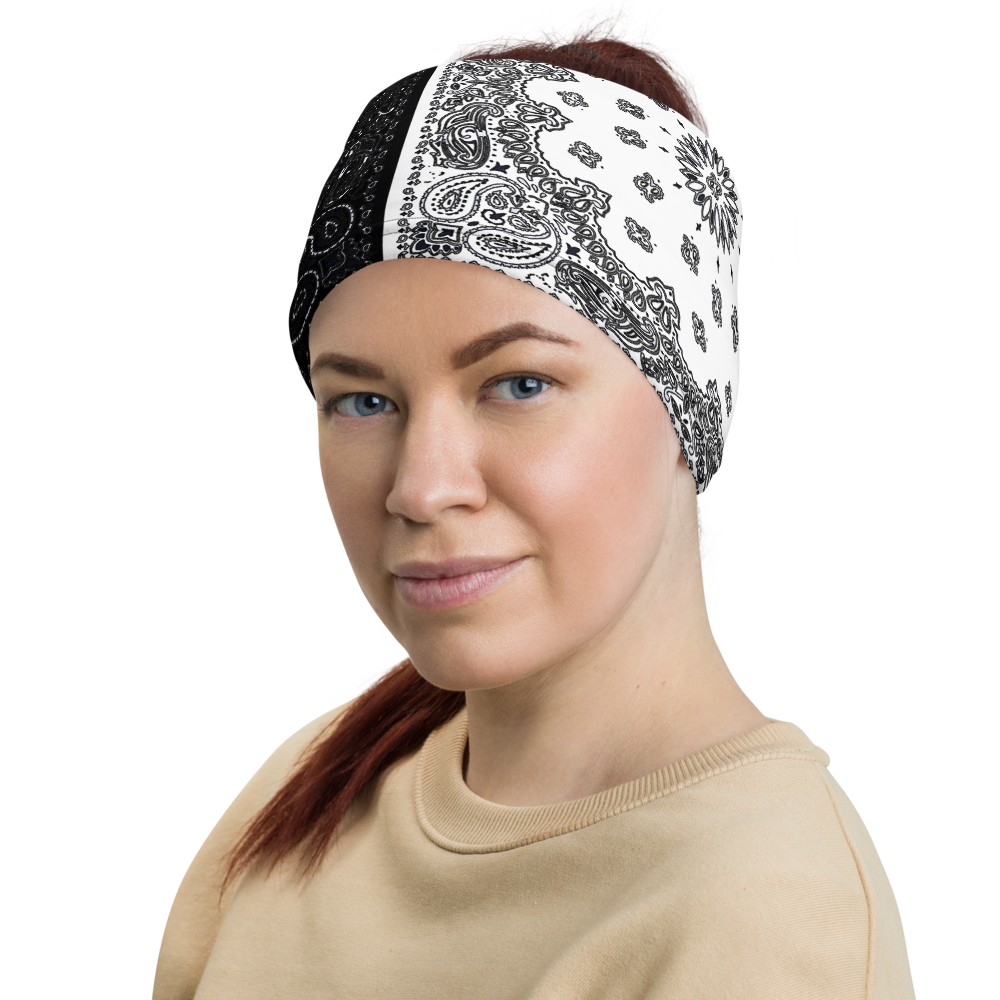 ROYAL ICONIC | Bandana Flag Unisex 3-in-1 Facemask Gaiter HueMan Gang Bold Bad Azz Half N' Half Black N' White
