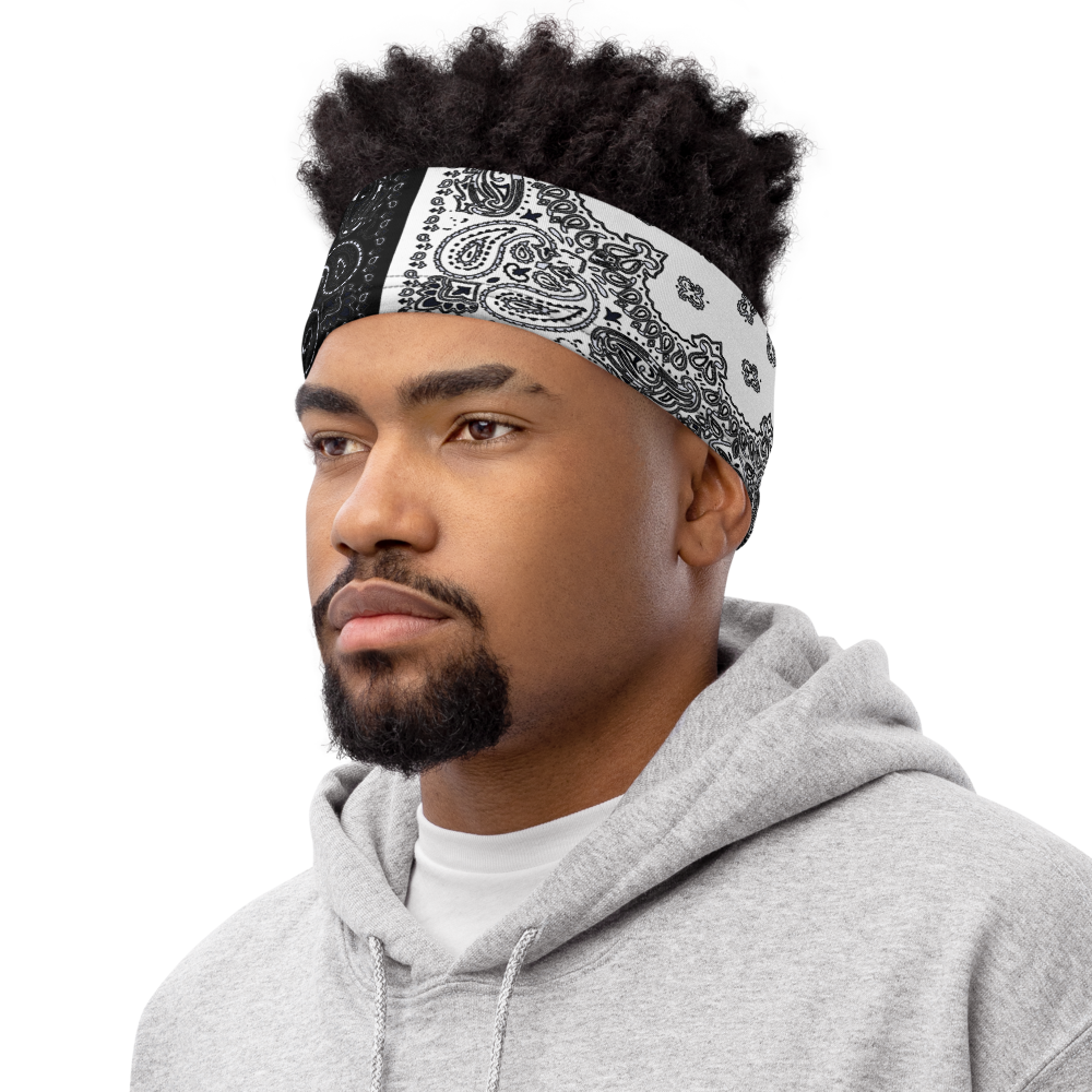 ROYAL ICONIC | Bandana Flag Unisex 3-in-1 Facemask Gaiter HueMan Gang Bold Bad Azz Half N' Half Black N' White