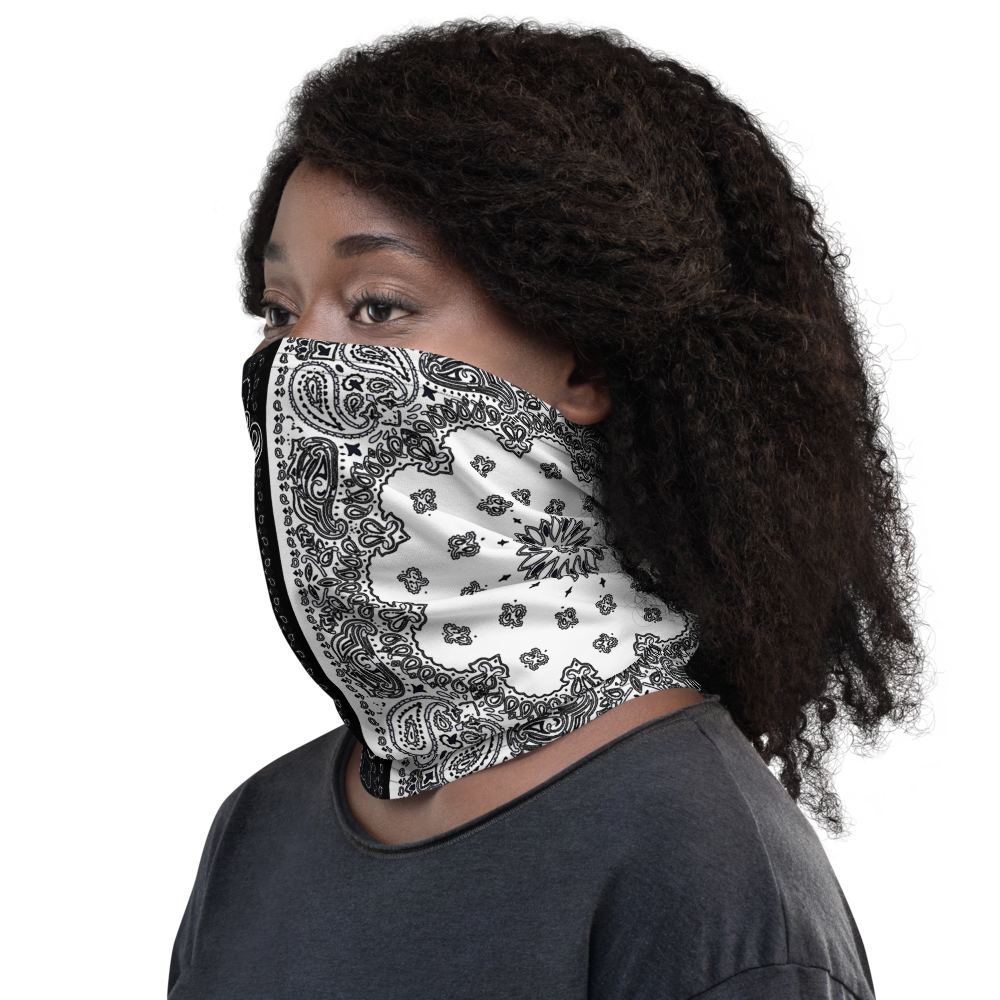 ROYAL ICONIC | Bandana Flag Unisex 3-in-1 Facemask Gaiter HueMan Gang Bold Bad Azz Half N' Half Black N' White