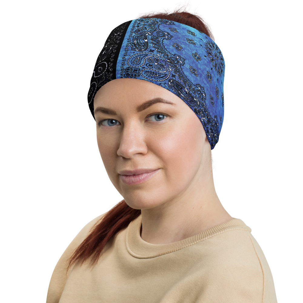 ROYAL ICONIC | Bandana Flag Tie Dye Acid Wash Aether Pour Unisex 3-in-1 Gaiter HueMan Gang Half N' Half Blue Denim 2 OPTIONS