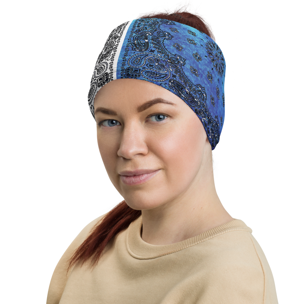 ROYAL ICONIC | Bandana Flag Tie Dye Acid Wash Aether Pour Unisex 3-in-1 Gaiter HueMan Gang Half N' Half Blue Denim 2 OPTIONS