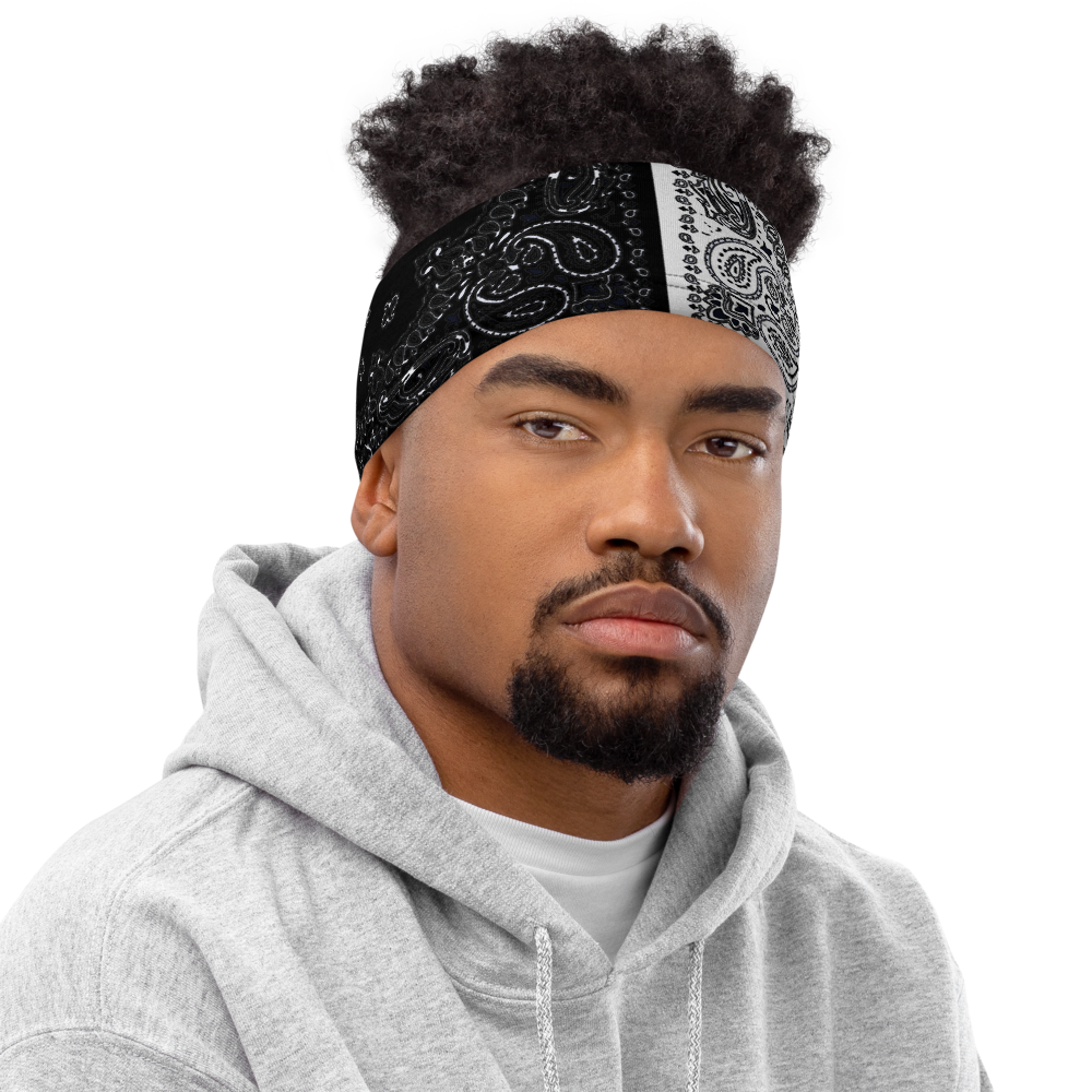 ROYAL ICONIC | Bandana Flag Unisex 3-in-1 Facemask Gaiter HueMan Gang Bold Bad Azz Half N' Half Black N' White