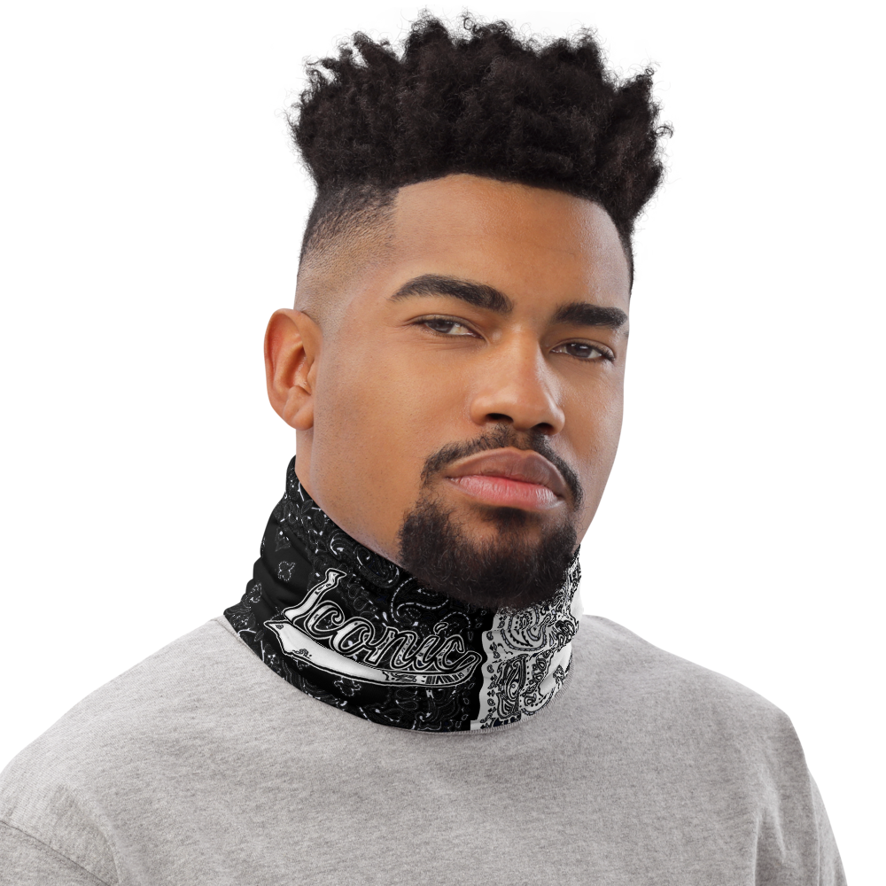 ROYAL ICONIC | Bandana Flag Unisex 3-in-1 Facemask Gaiter HueMan Gang Bold Bad Azz Half N' Half Black N' White
