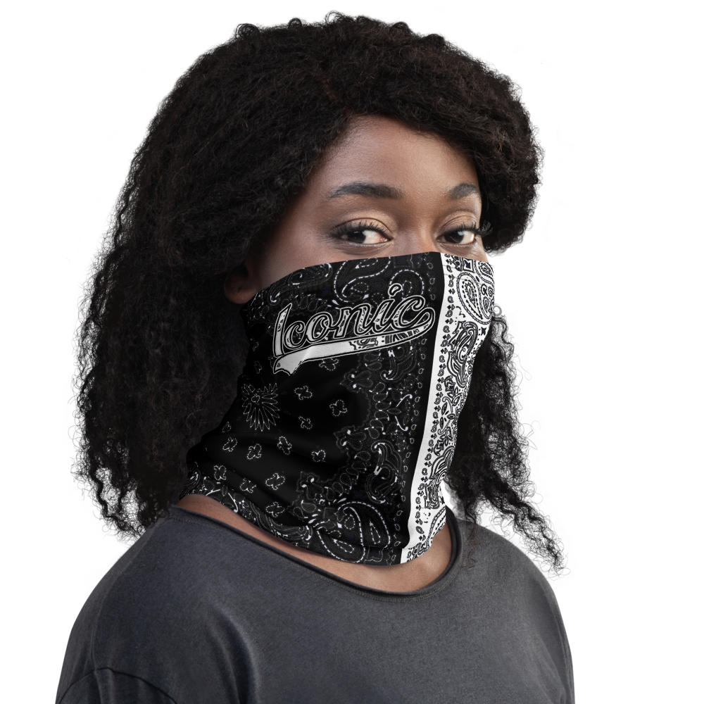 ROYAL ICONIC | Bandana Flag Unisex 3-in-1 Facemask Gaiter HueMan Gang Bold Bad Azz Half N' Half Black N' White