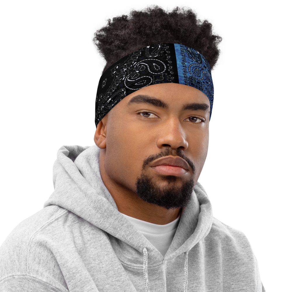 ROYAL ICONIC | Bandana Flag Tie Dye Acid Wash Aether Pour Unisex 3-in-1 Gaiter HueMan Gang Half N' Half Blue Denim 2 OPTIONS