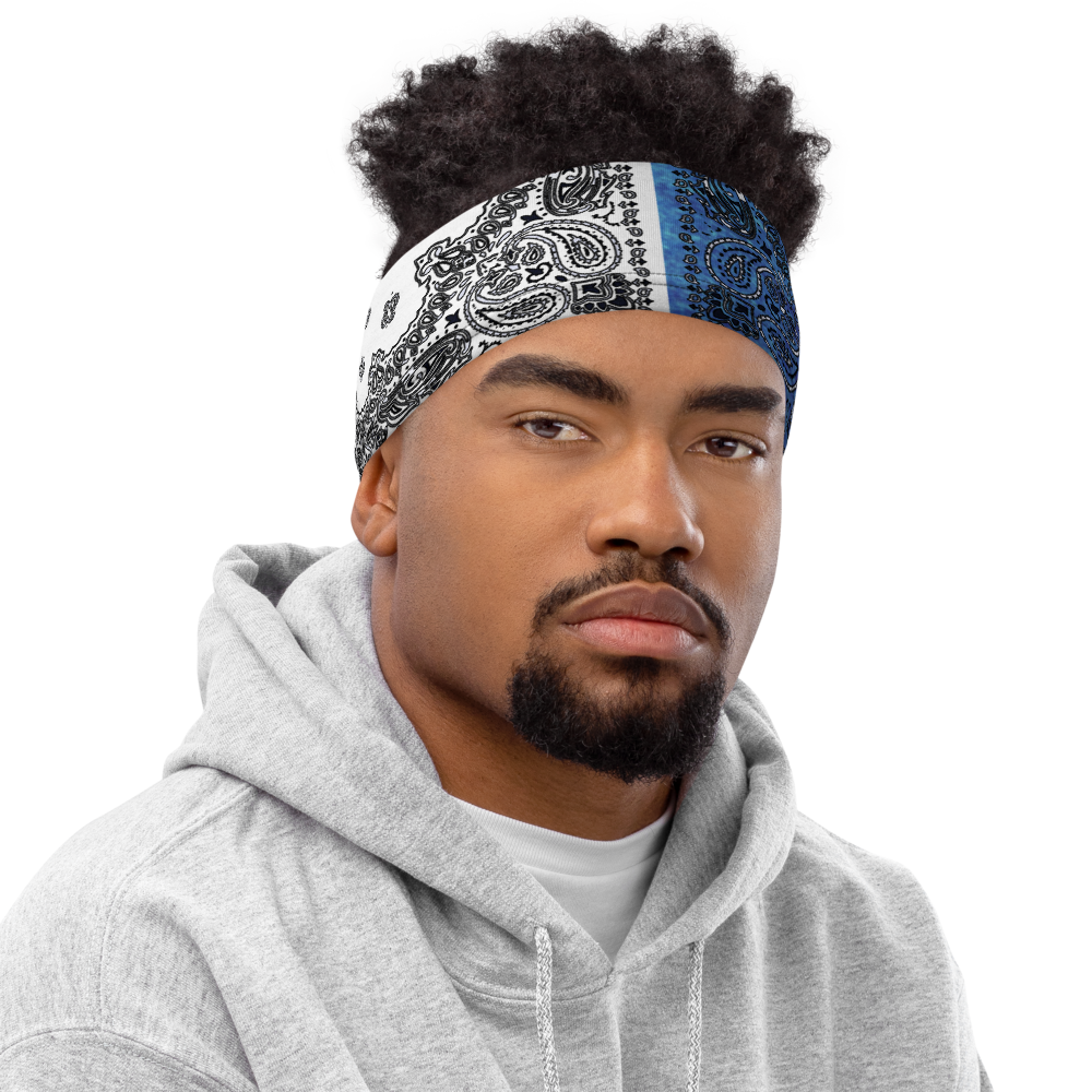ROYAL ICONIC | Bandana Flag Tie Dye Acid Wash Aether Pour Unisex 3-in-1 Gaiter HueMan Gang Half N' Half Blue Denim 2 OPTIONS