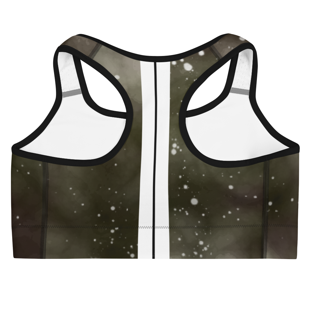 ROYAL ICONIC | Acid Wash Bleach Dye Galaxy Tie Dye Sports Bra Front Facing Malibu Stripe Ether Cloud Black N' Wh Wash