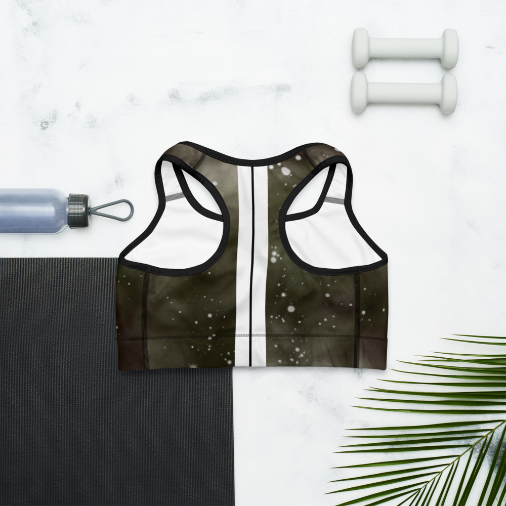 ROYAL ICONIC | Acid Wash Bleach Dye Galaxy Tie Dye Sports Bra Front Facing Malibu Stripe Ether Cloud Black N' Wh Wash