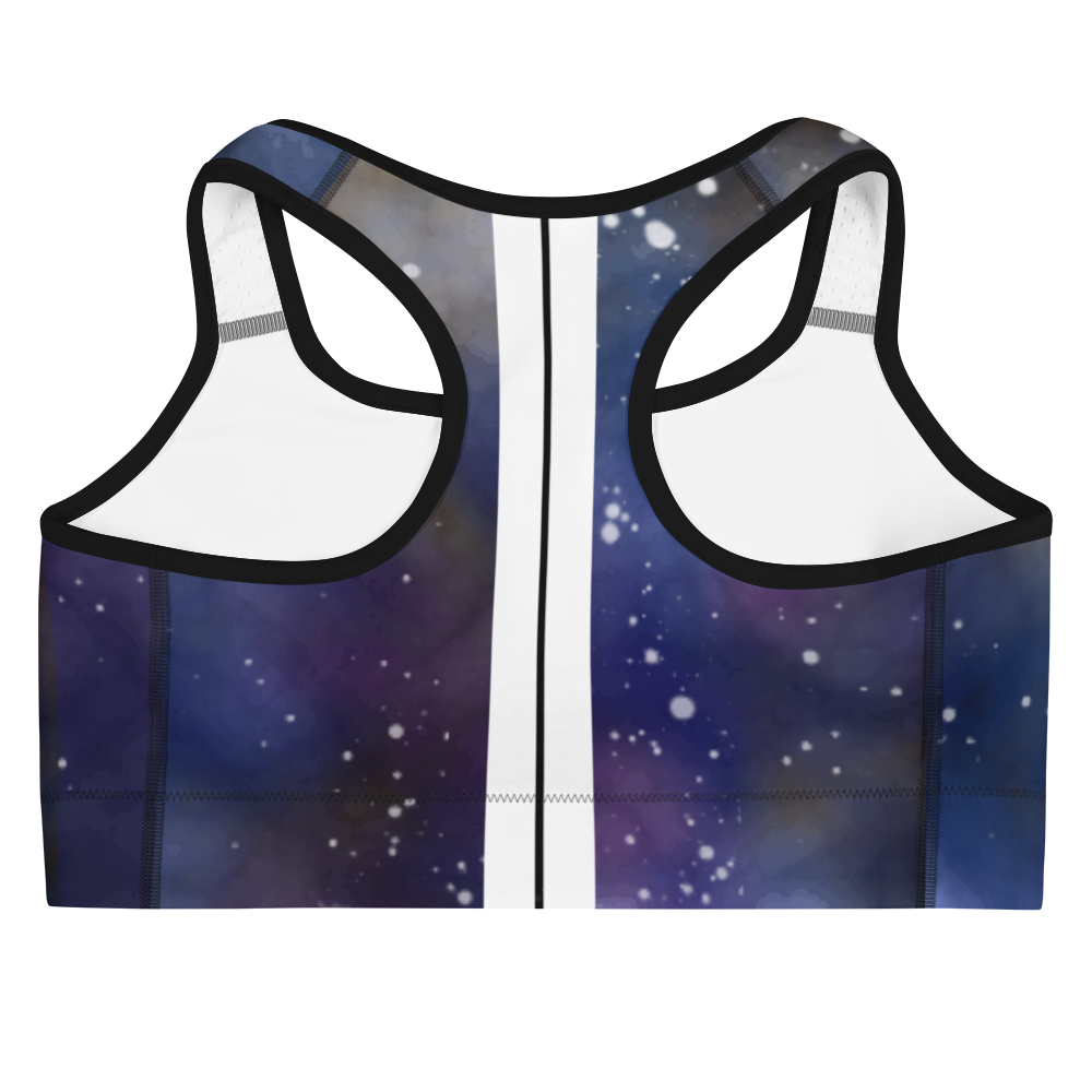 ROYAL ICONIC | Acid Wash Bleach Dye Galaxy Tie Dye Sports Bra Front Facing Malibu Stripe Ether Cloud Royal Blue Purple N' Wh Wash