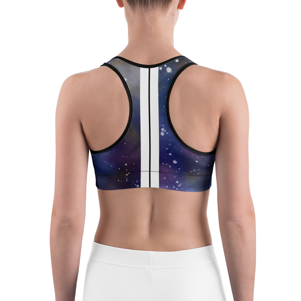 ROYAL ICONIC | Acid Wash Bleach Dye Galaxy Tie Dye Sports Bra Front Facing Malibu Stripe Ether Cloud Royal Blue Purple N' Wh Wash
