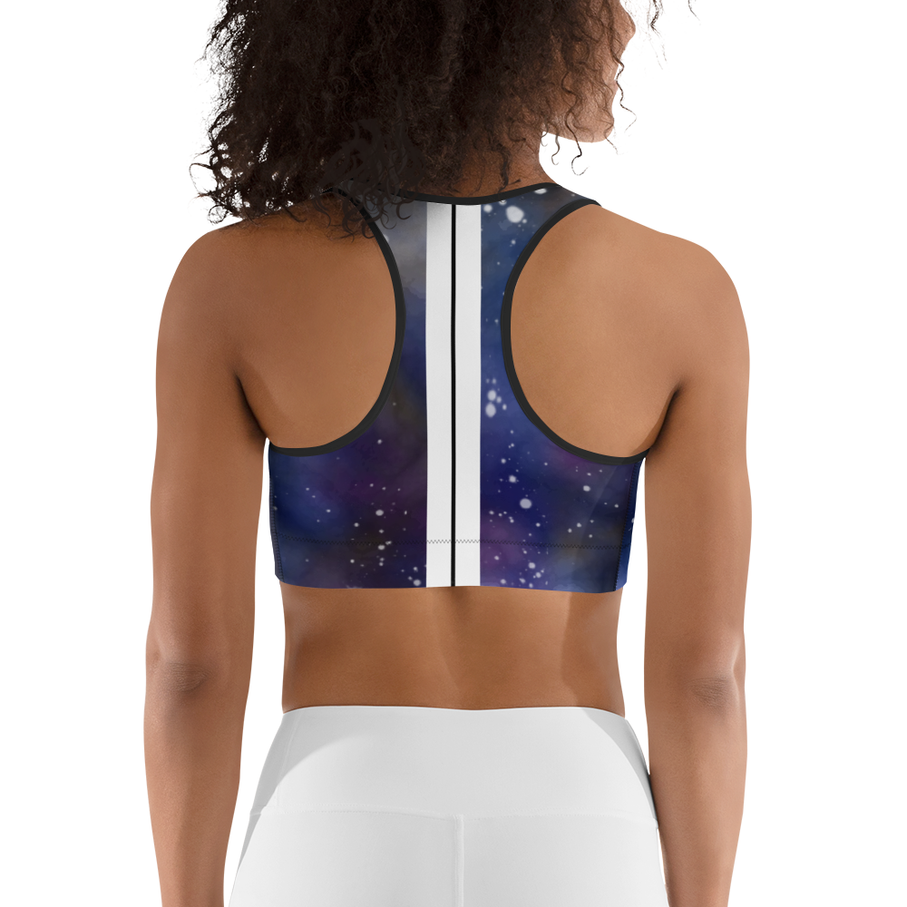 ROYAL ICONIC | Acid Wash Bleach Dye Galaxy Tie Dye Sports Bra Front Facing Malibu Stripe Ether Cloud Royal Blue Purple N' Wh Wash