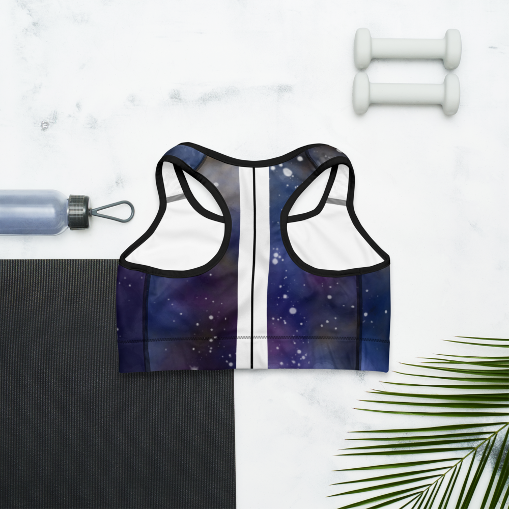 ROYAL ICONIC | Acid Wash Bleach Dye Galaxy Tie Dye Sports Bra Front Facing Malibu Stripe Ether Cloud Royal Blue Purple N' Wh Wash