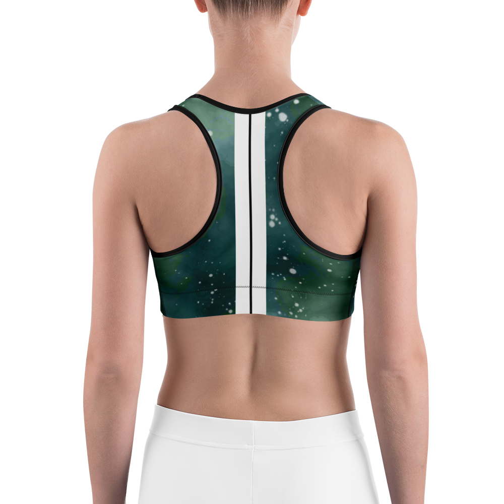 ROYAL ICONIC | Acid Wash Bleach Dye Galaxy Tie Dye Sports Bra Front Facing Malibu Stripe Ether Cloud Forest Green Mad Money Wash