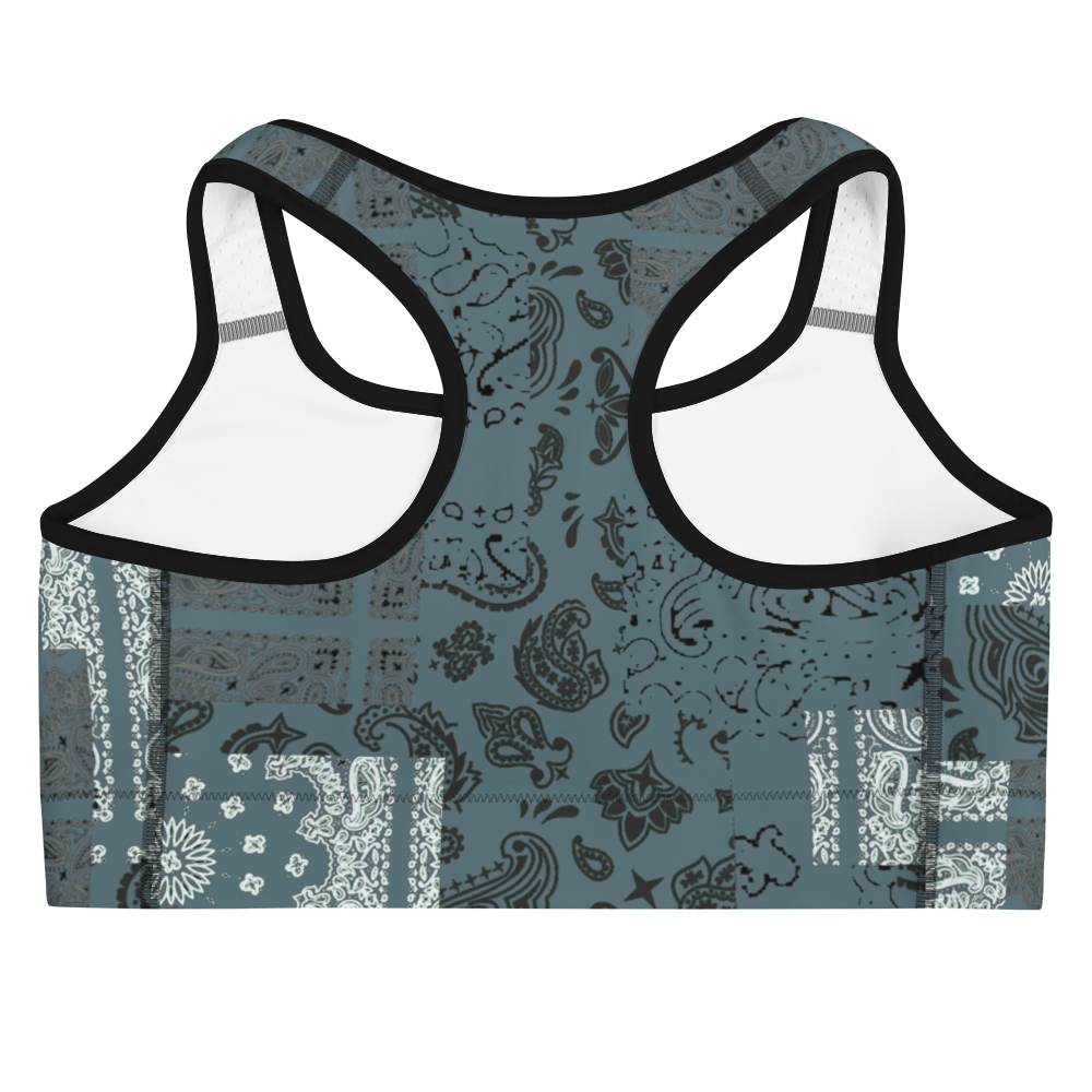 ROYAL ICONIC | Patchwork Bandana Flag Sports Bra Cool Metal Blue